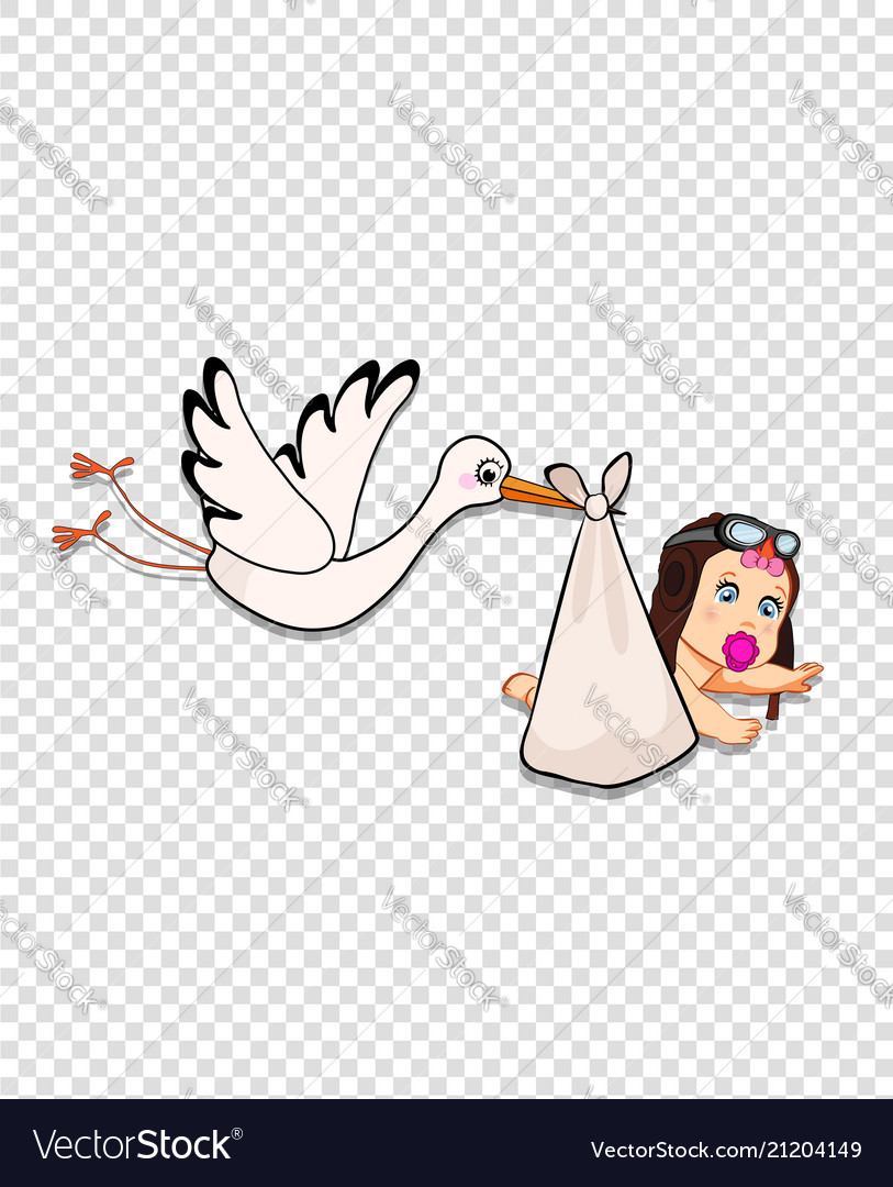 813x1080  Аист приносит девочку на прозрачном фоне