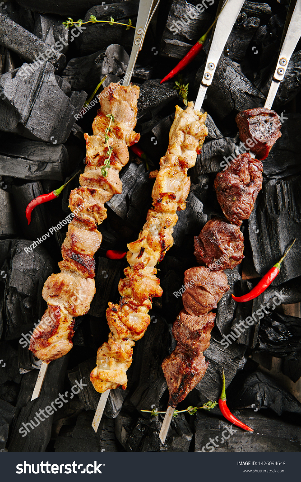 1001x1600  Set Shish Kebabs Barbecue Collection Shashlik Collection Stock Photo 1426094648 | Shutterstock