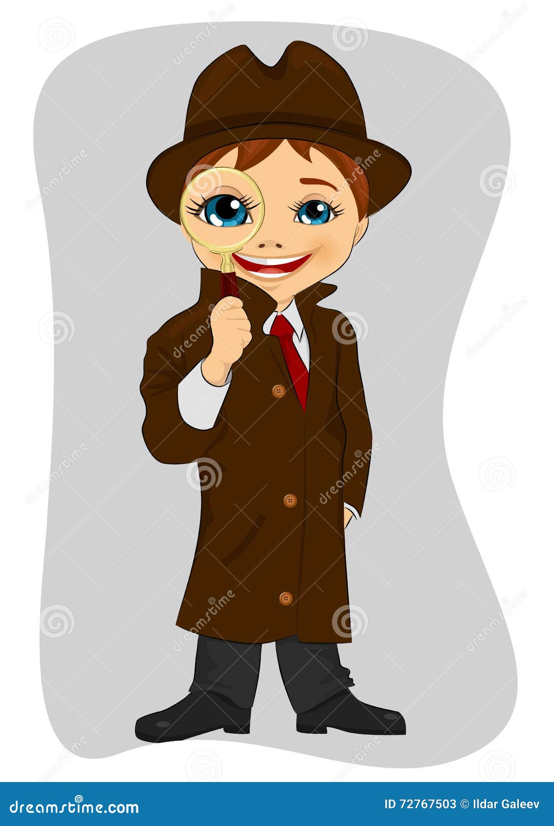 1133x1690  Детектив мальчик, просмотренный вектор с увеличением стекла - иллюстрация решения, ребенок: 72767503