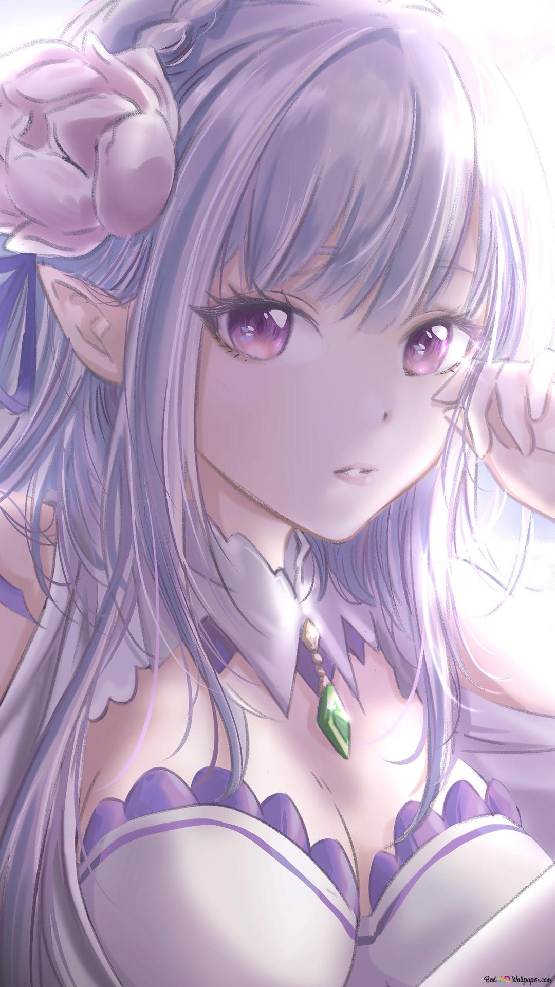 1080x1920  Re: Zero -Starting Life в другом мире - Emilia 2k обои скачать