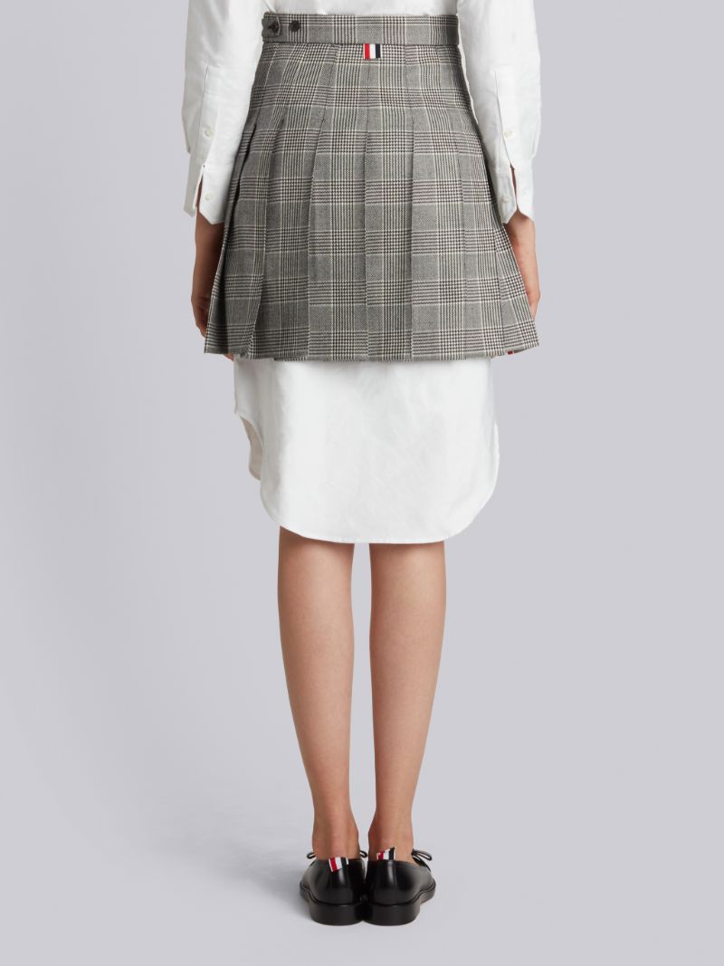 800x1067  Обратная мини -плиссированная юбка с цветочными обоями вышивкой в ​​тяжелой шерсти принца Уэльса | Том Браун официальный