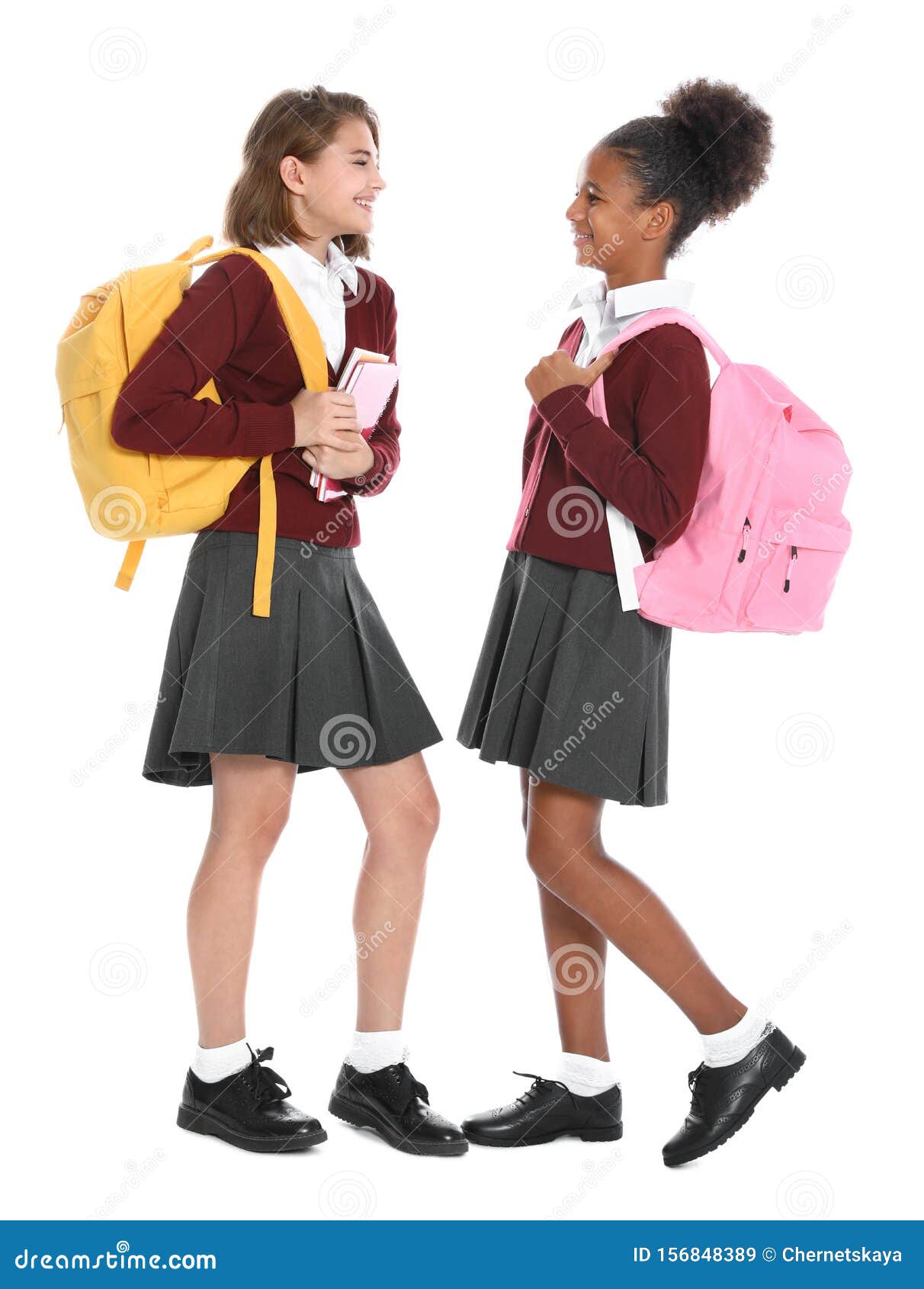1212x1690  Девочки в школьной форме на белом фоне Стоковое изображение - изображение портрета, мода: 156848389