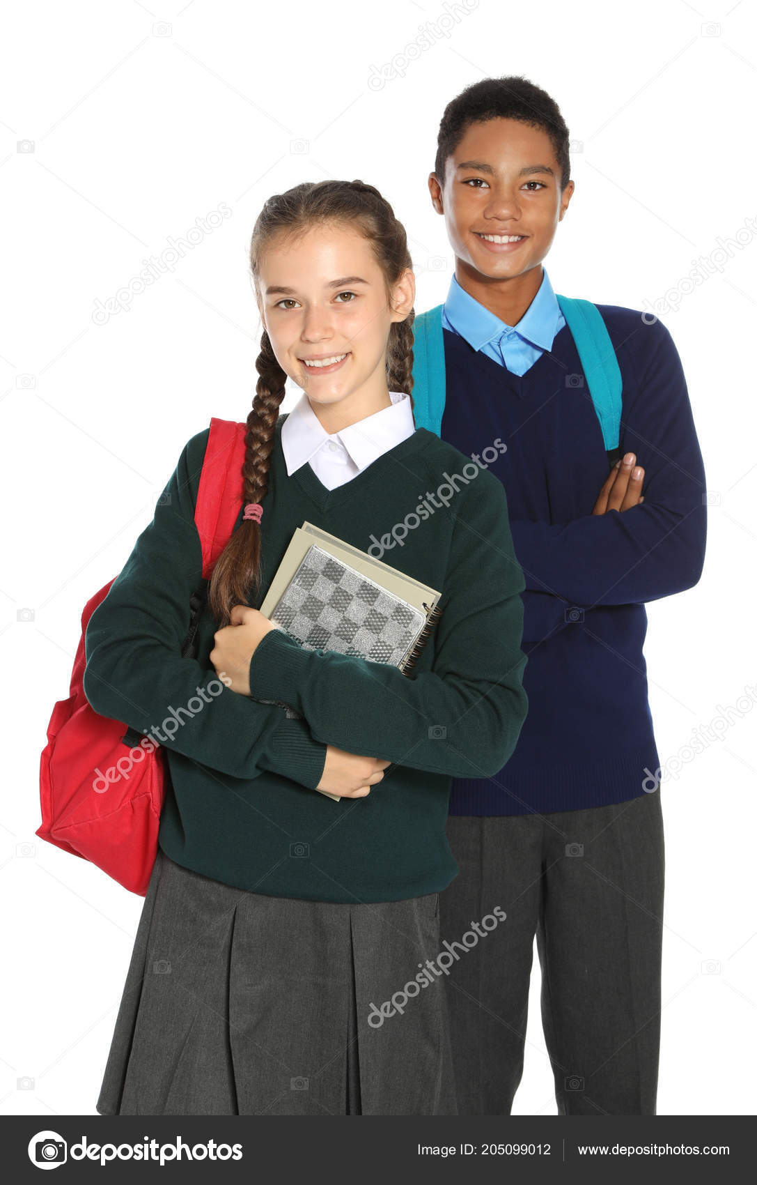 1087x1700  Подростки Стильная школьная форма белый фон Stock Photo by © Newafrica 205099012