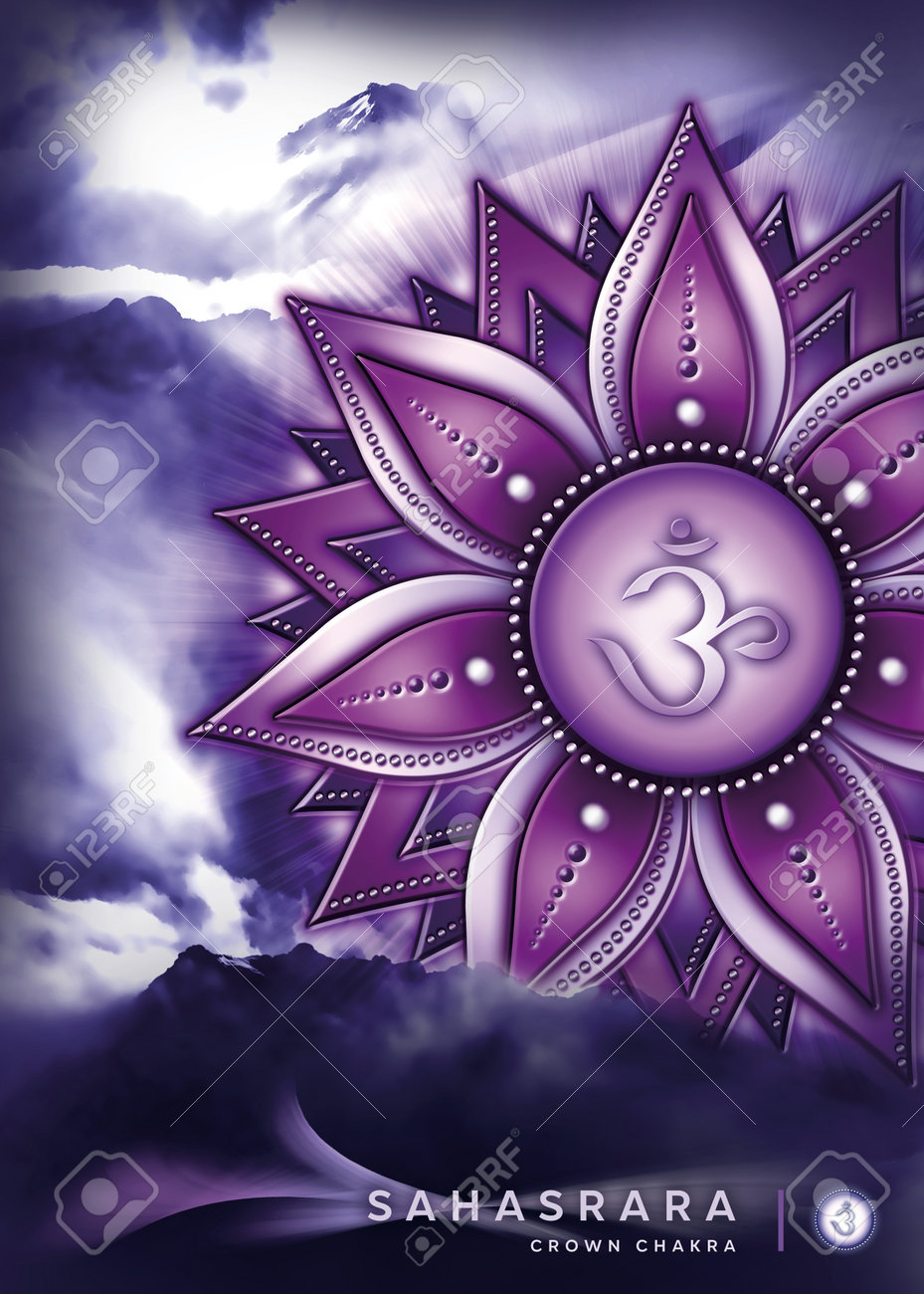 929x1300  Плакат, обои с символом короны чакры (Сахасрара). Искусство с мистическими элементами природы и ландшафтами. Сток -фото, картинки и роялти. Изображение 179987799.