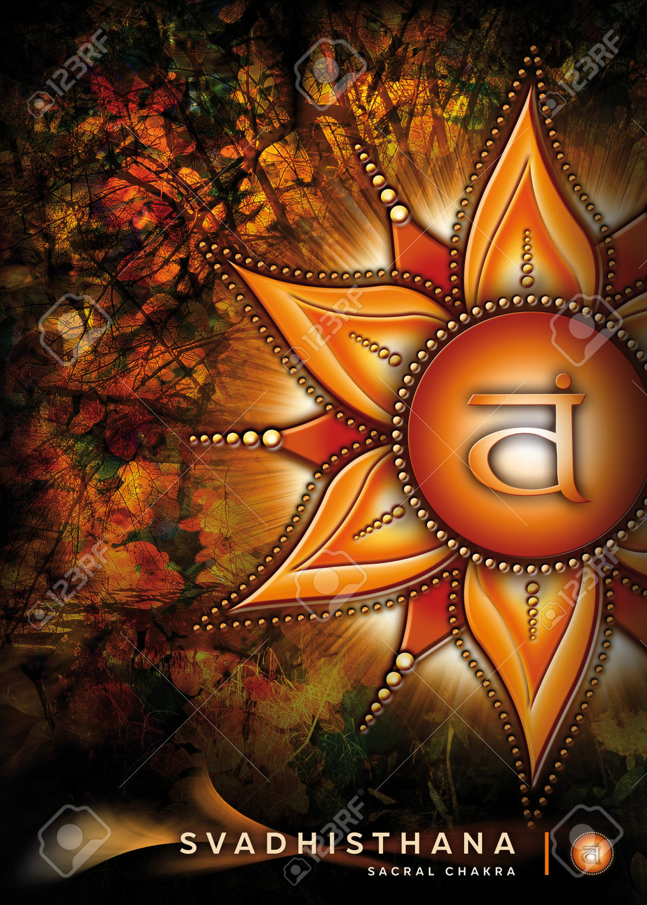 929x1300  Плакат, обои с символом сакральной чакры (Свадхистхана). Искусство с мистическими элементами природы и ландшафтами. Сток -фото, картинки и роялти. Изображение 179987786.
