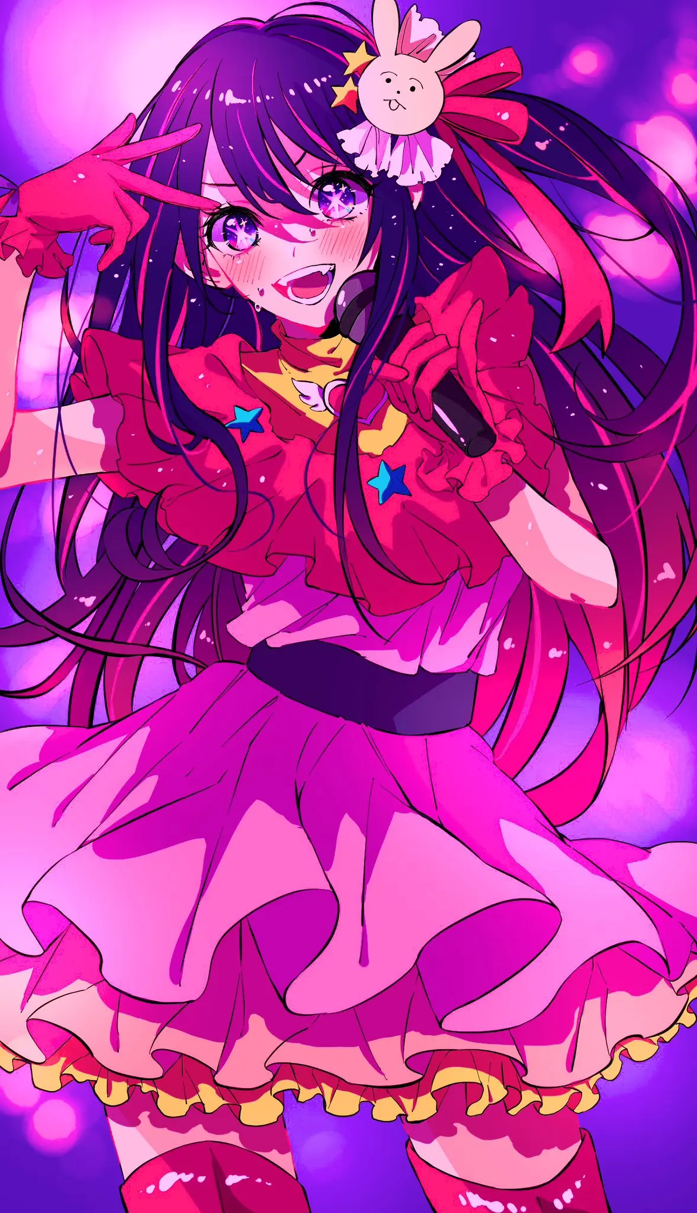 2356x4096  Oshi no ko anime Girls Ai Hoshino Portrait Display Star Eyes, глядя на зритель -микрофон с длинными волосами обои - разрешение: 2356x4096 - ID: 1375967 - Wallha.com