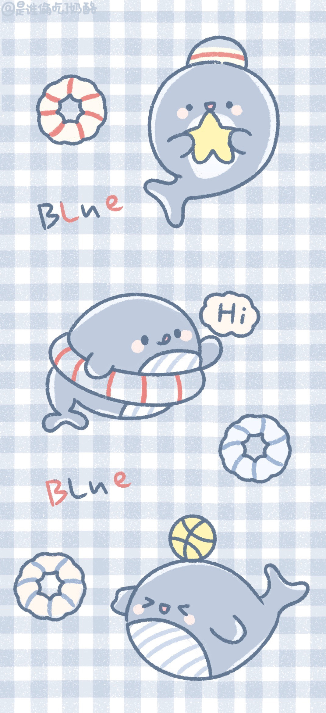 1070x2338  ♡ Будьте позитивны ♡ - обои синего кита