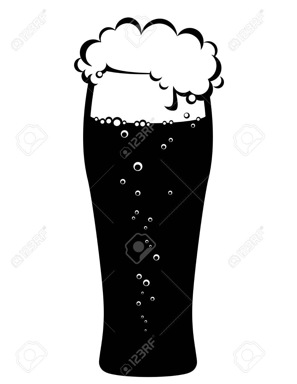 1004x1300  Черный бокал пива с пеной и пузырьком на белом фоне без роялти SVG, клипарт, векторы и иллюстрация. Изображение 27391968.