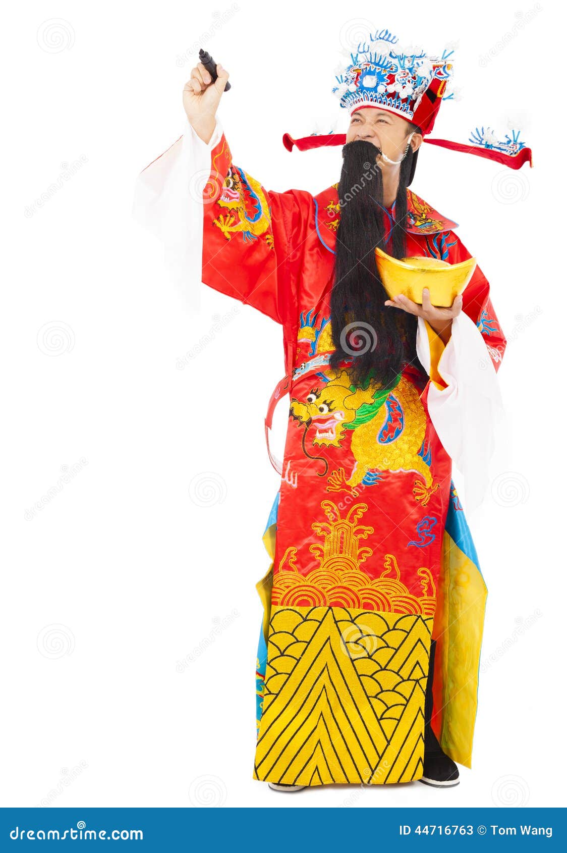 1124x1690  Бог богатства, держащий золотой слиток и ручку. Изолирован на белом стоковом изображении - изображение образования, фестиваль: 44716763