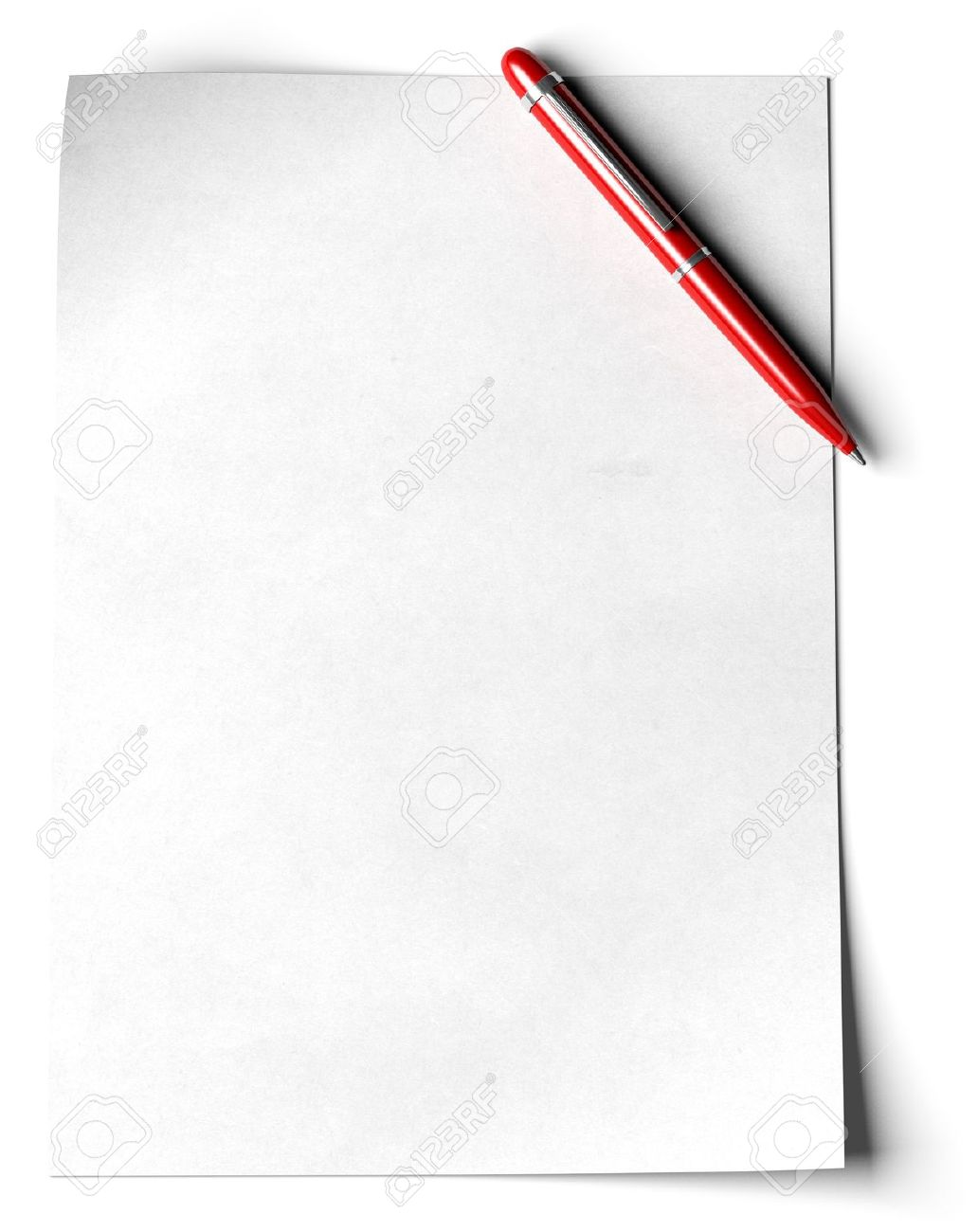 1032x1300  Пустая страница с ручкой красной шарики под углом страницы над белым фоном Стоковое фото, изображение и изображение без роялти. Изображение 9793446.