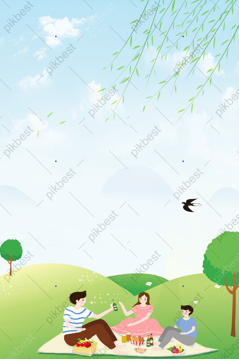 800x1199  Премиум вектор | Cartoon Summer Picnic в парке баскет -карта Фоно Текст Текст Summer Flat Design Style Vector иллюстрация Eps