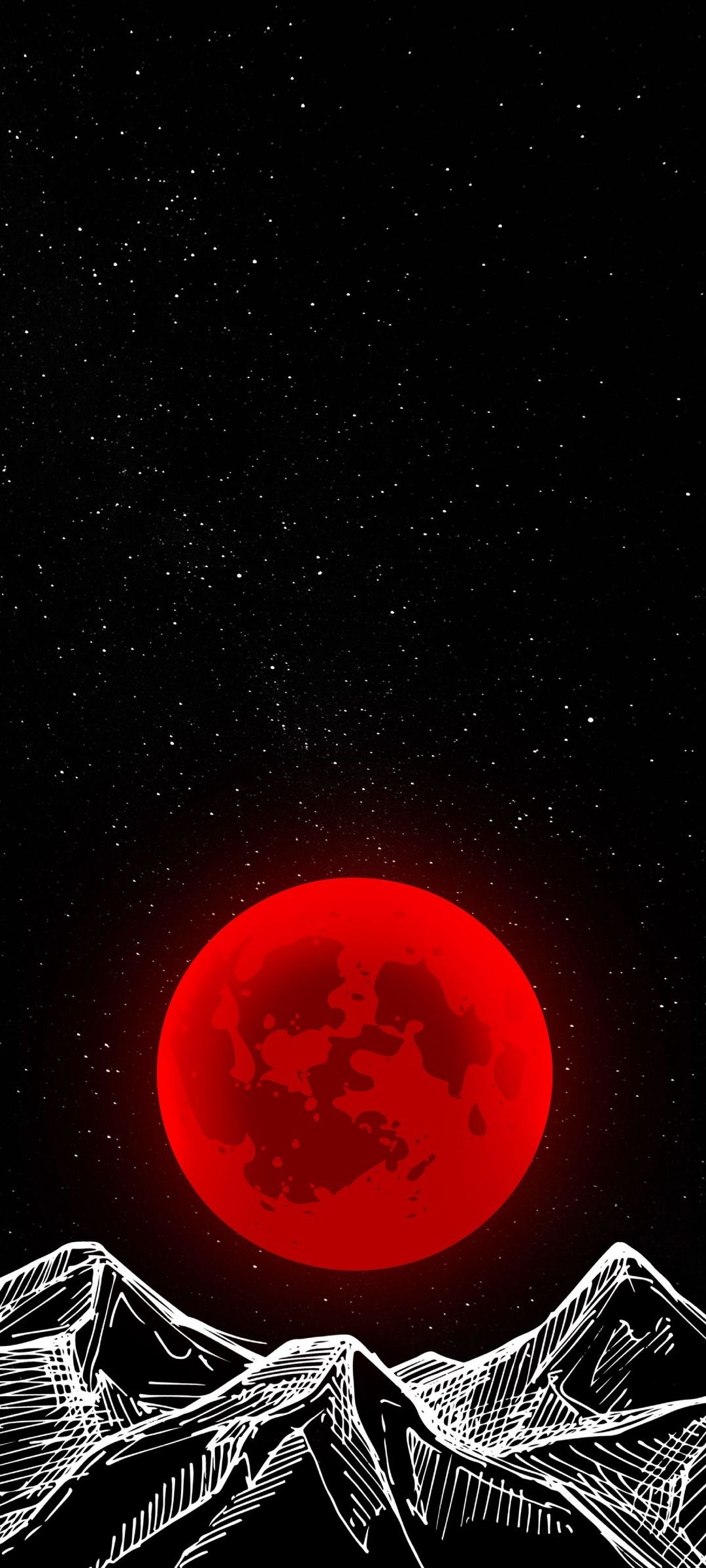 1080x2400  Vector Red Moon Black Phone - обои - прохладно