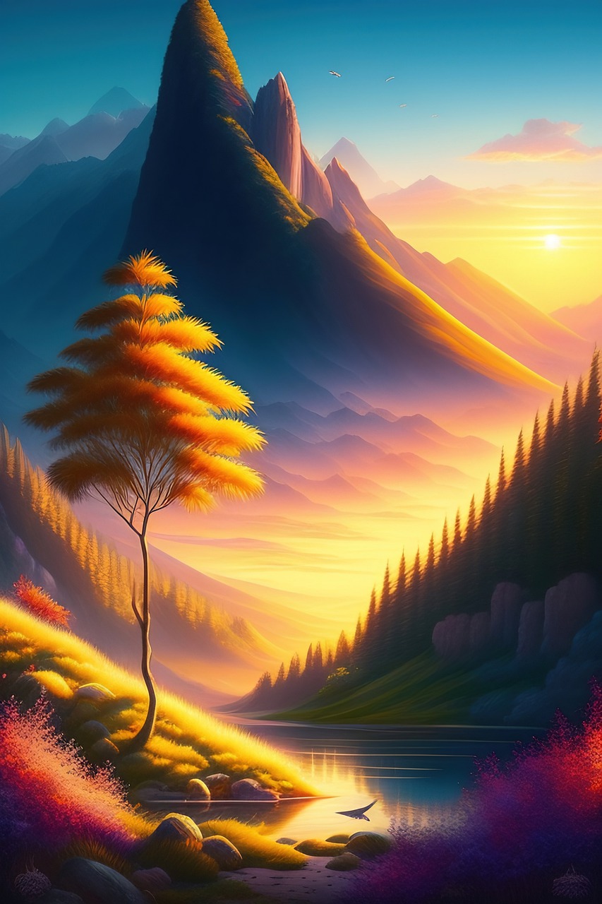 853x1280  Скачать Обои С Созданными Горами Ai Роялти-фри Стоковое Изображение - Pixabay