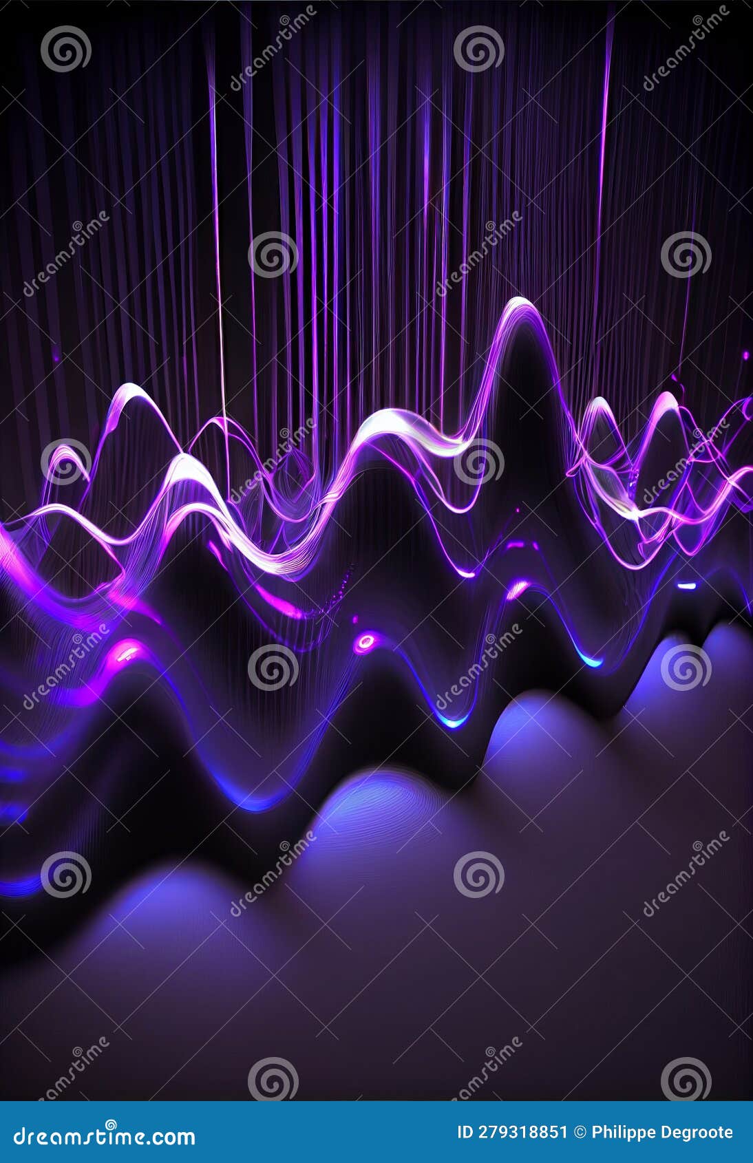 1094x1690  Творческий ИИ, созданный из продольных волн неонового фиолетового цвета в качестве абстрактного фона. Stock Illustration — Графическая, хаотичная иллюстрация: 279318851