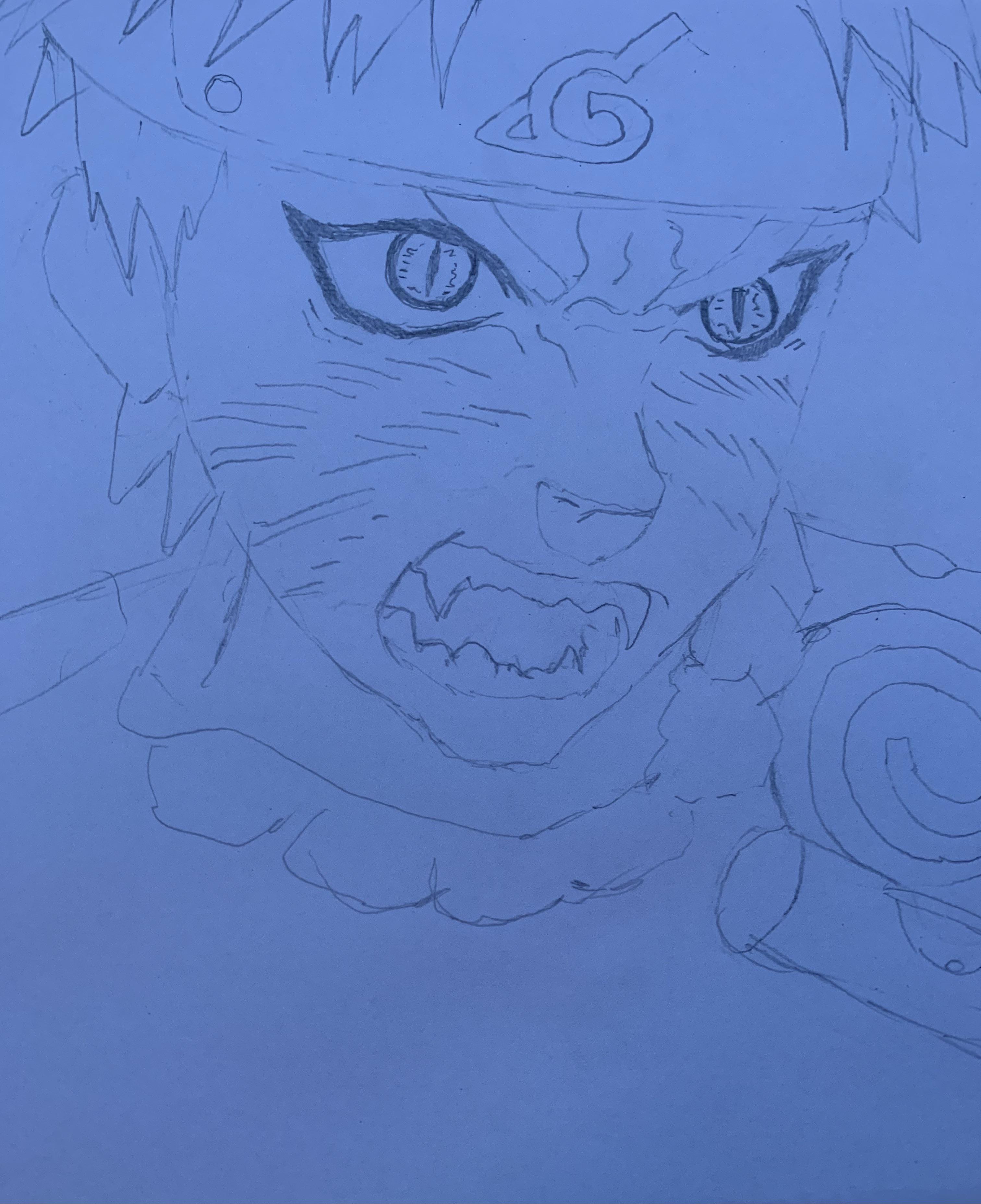 3024x3711  Наруто Девять хвостов. Это быстрый рисунок: r/Наруто.