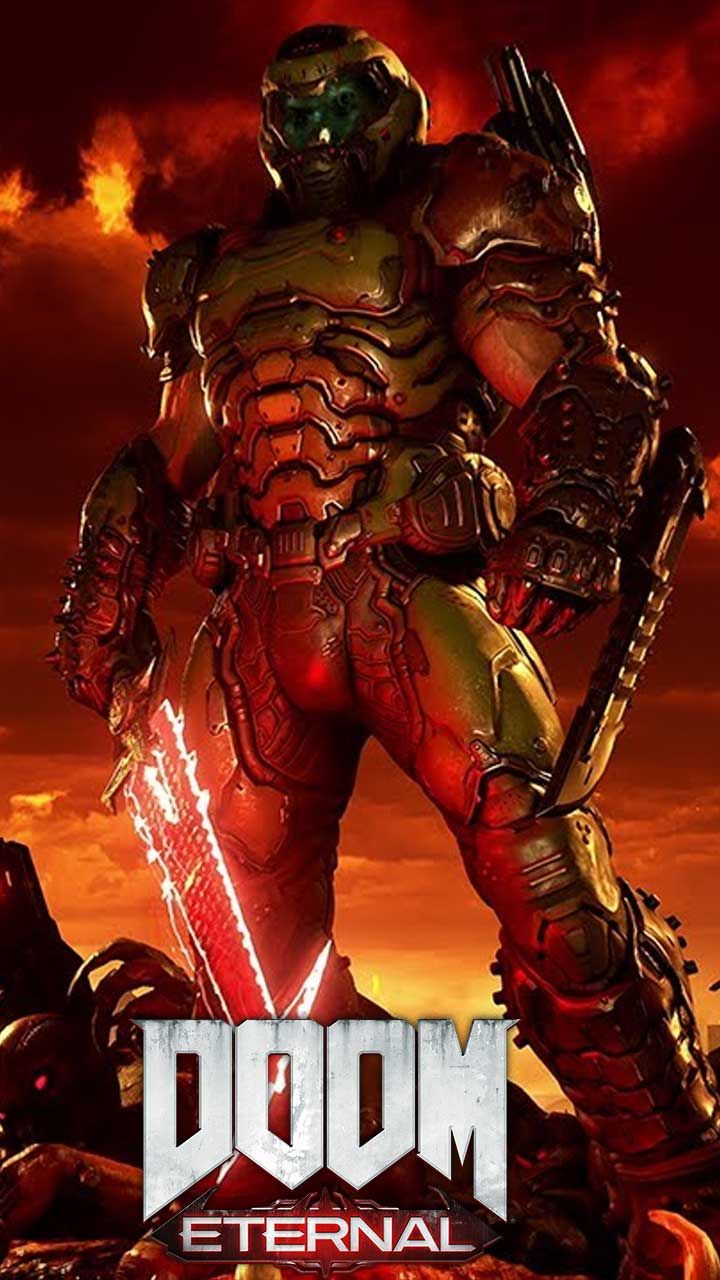 720x1280 Doom eternal обои HD phone background game logo арт Монстры на экране блокировки Android в 2020 году | Doom demons Doom Doom game