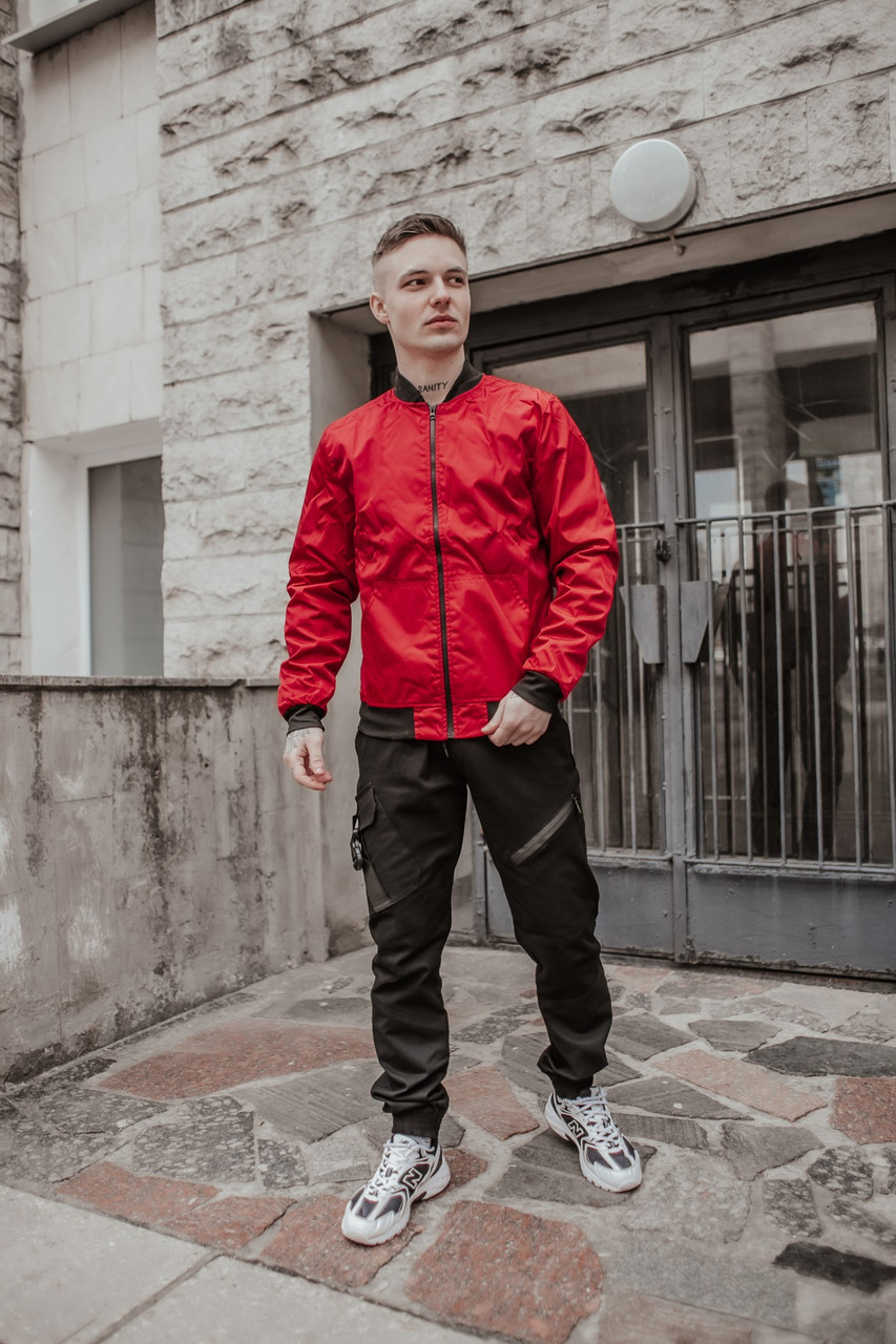 853x1280  Качественная осення легкая куртка, Модный крутой красный мужской бомбер  (ID#1908779743), цена: 729 ₴, купить на Prom.ua