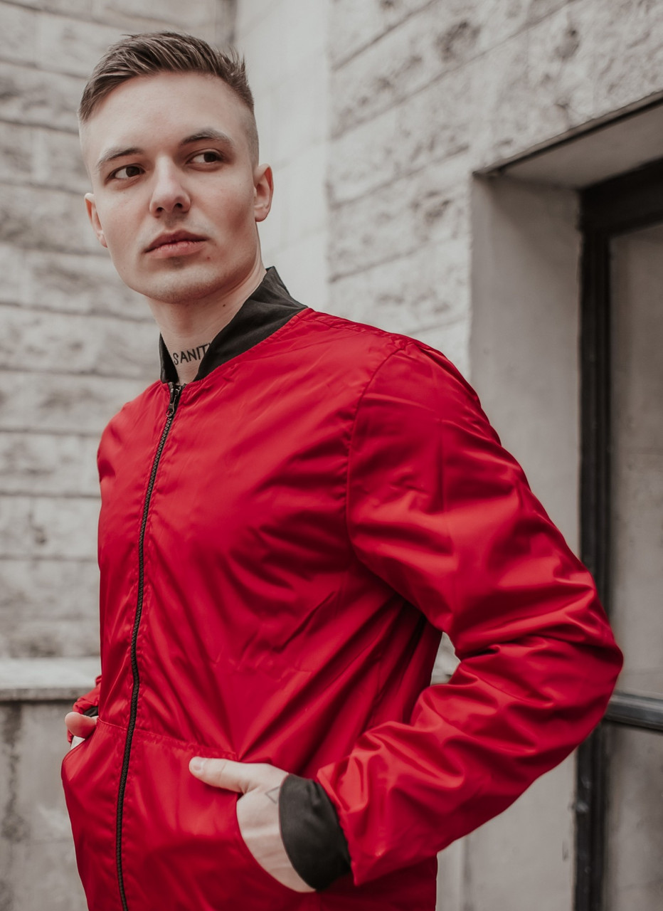 932x1280  Качественная осення легкая куртка, Модный крутой красный мужской бомбер  (ID#1908779743), цена: 729 ₴, купить на Prom.ua