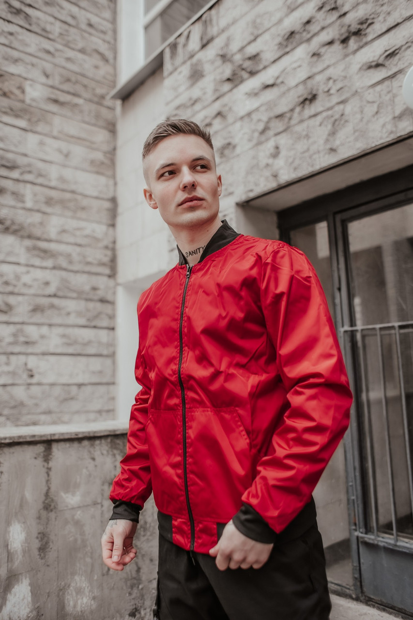 853x1280  Качественная осення легкая куртка, Модный крутой красный мужской бомбер  (ID#1908779743), цена: 729 ₴, купить на Prom.ua