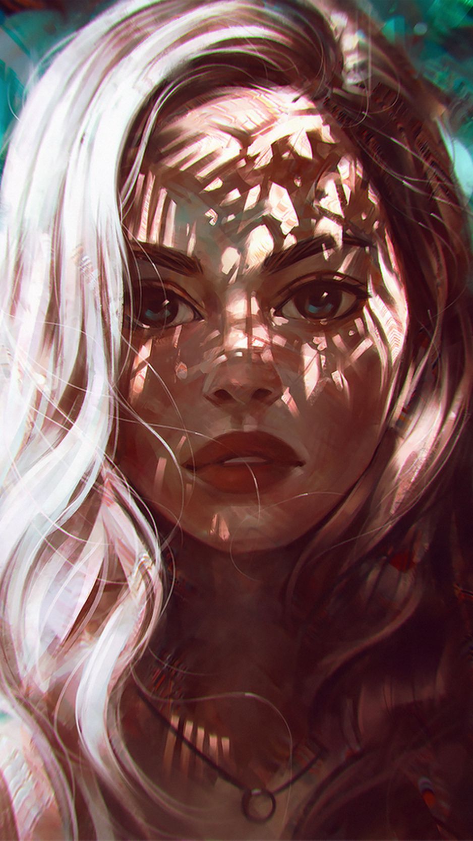 938x1668  Скачать 938x1668 девушка, лицо, взгляд, портрет, арт обои, картинки iphone  8/7/6s/6 for parallax