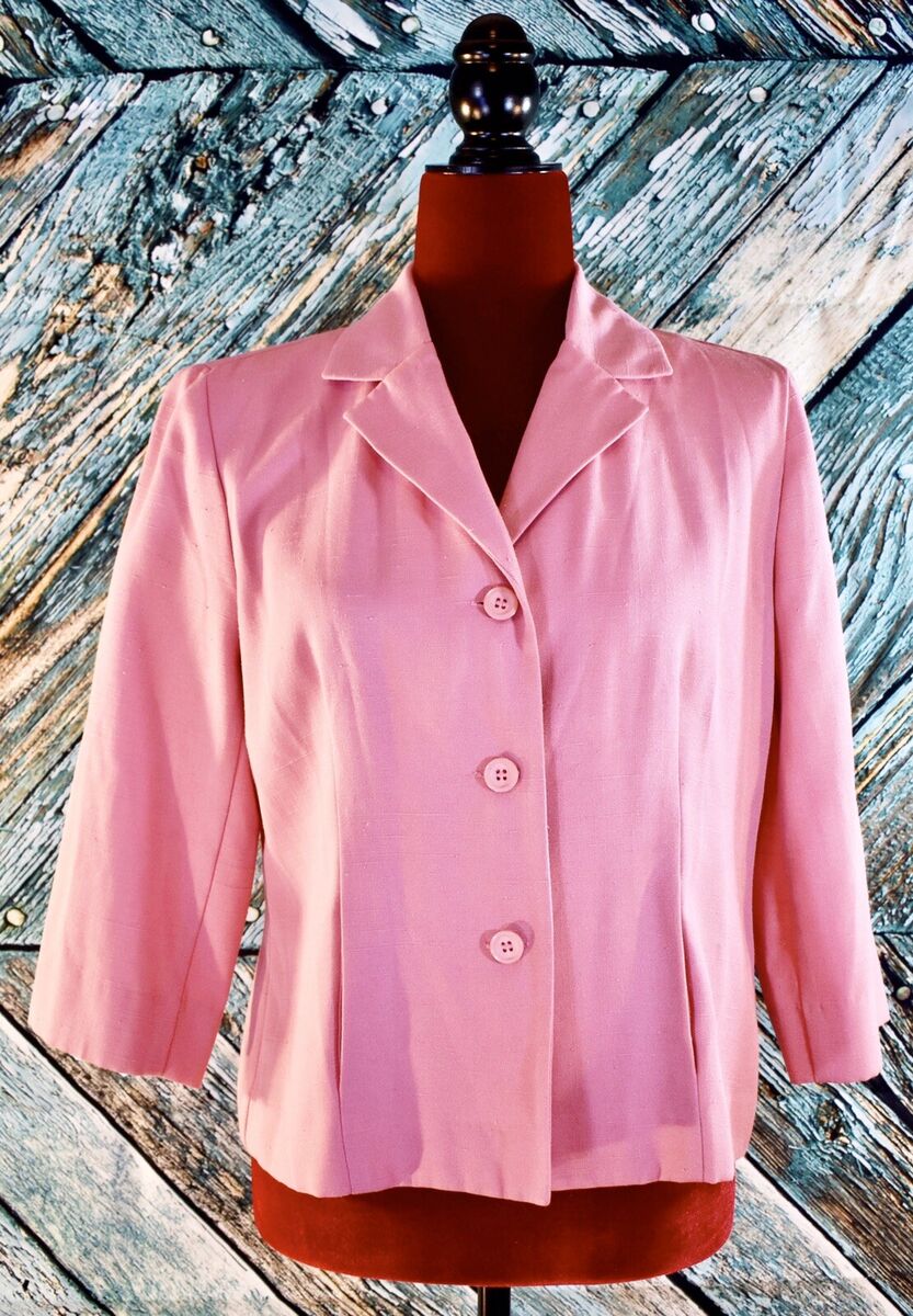 833x1200  🌸 PINK! Cute Vintage 1980s Summer Linen Suit Jacket Blazer Petite 8 M L 38  Bust | eBay