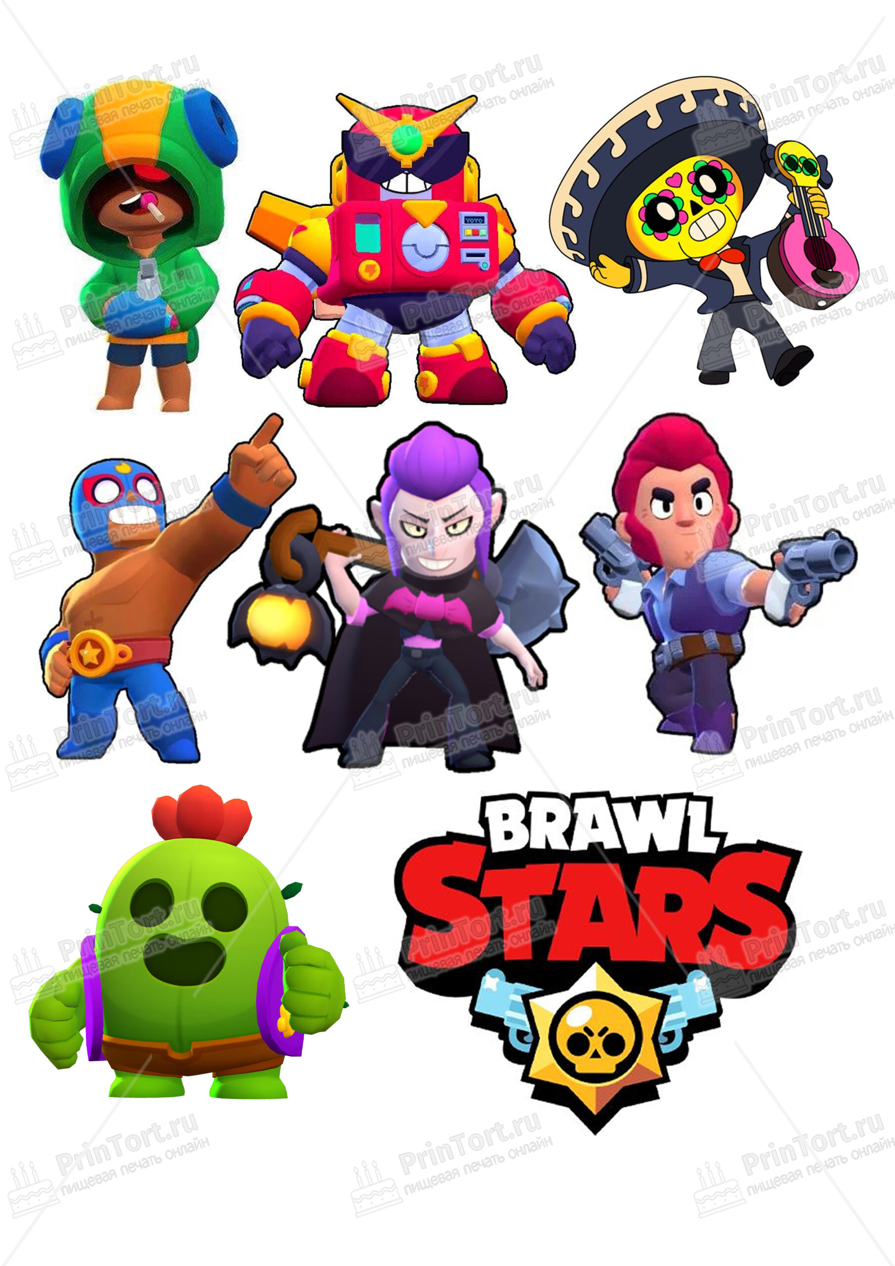 1810x2560  Картинка для торта \"Brawl Stars (Бравл Старс)\" - PT100464 печать на  сахарной пищевой бумаге