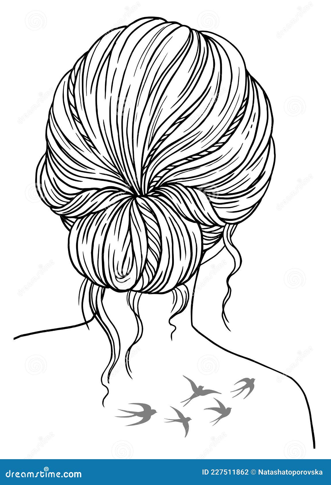 1152x1690  раскраска для взрослых. девушка с плетеной прической. векторное изображение  черного контура на белом фоне Иллюстрация вектора - иллюстрации  насчитывающей украшение, персона: 227511862