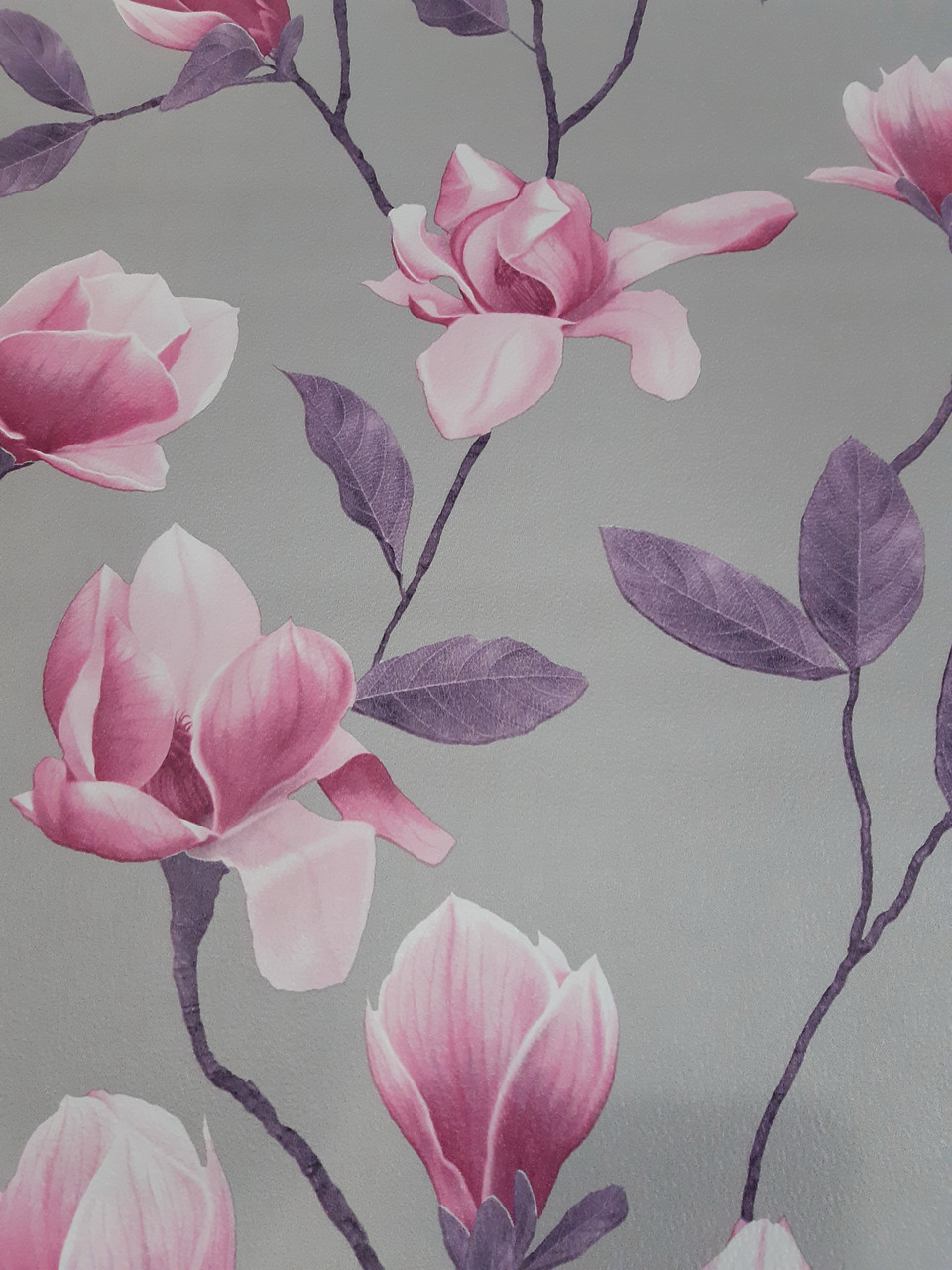 960x1280  Обои бумажные Александрина 162-02 серый фон, сиреневые цветы  (ID#1470121693), цена: 63 ₴, купить на Prom.ua