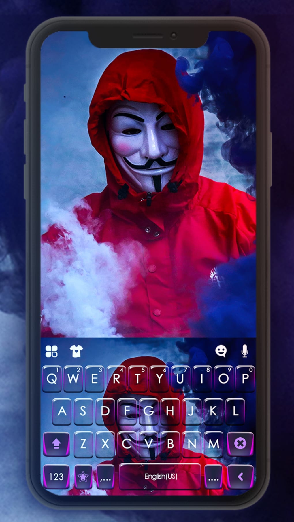 1020x1813  Smoke Anonymous Keyboard Background для Android — Скачать