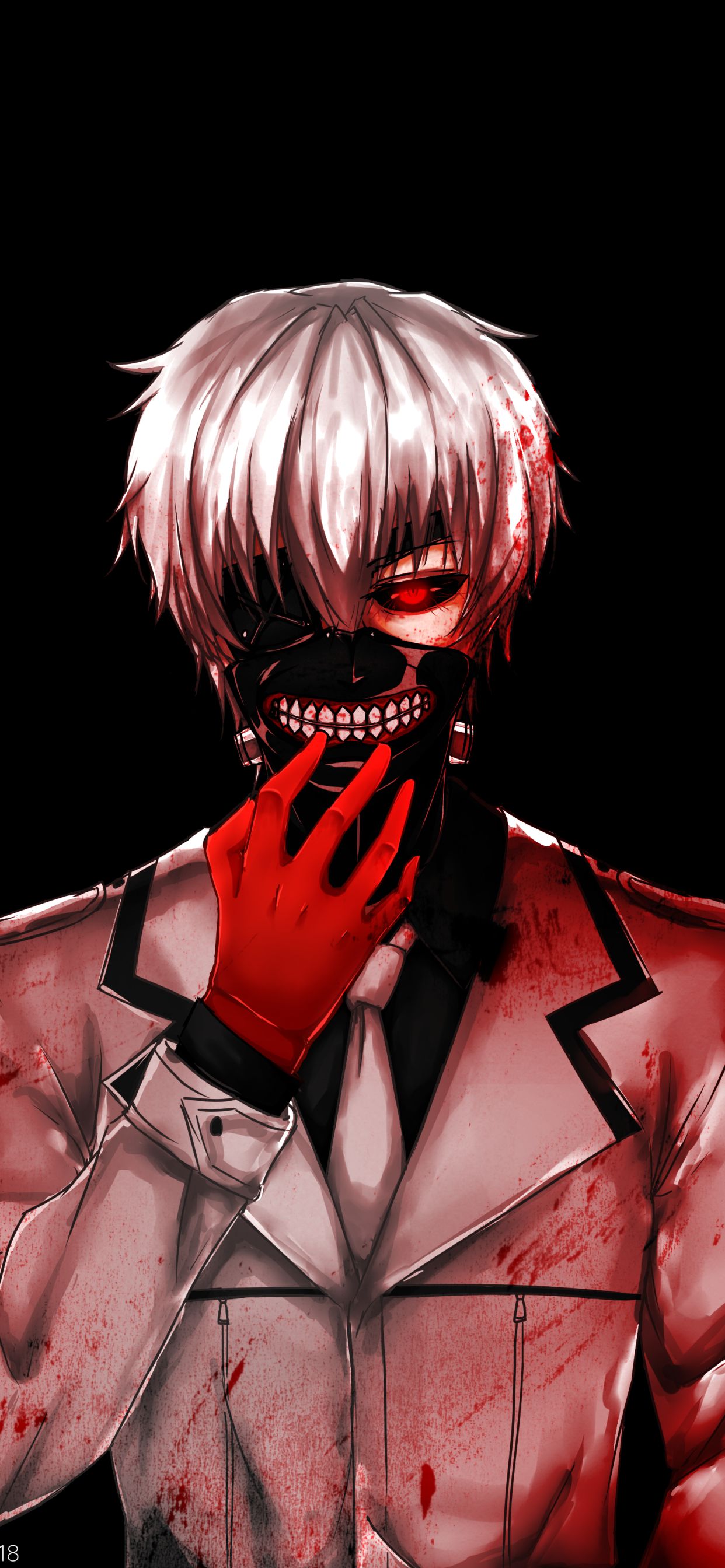 1242x2688  Обои на телефон: Аниме, Кровь, Маска, Перчатка, Красные Глаза, Седые  Волосы, Токийский Гуль: Перерождение, Кен Канеки, Токийский Гуль, 1359999  скачать картинку бесплатно.