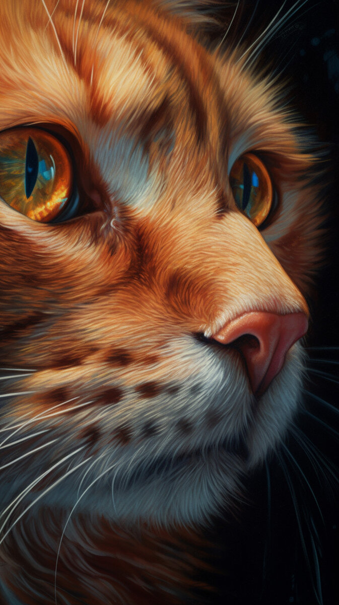 673x1200  Ярко-рыжий красавец Кот в стиле Киберпанк на заставку - Обои на телефон |  Нейронный Арт | Дзен