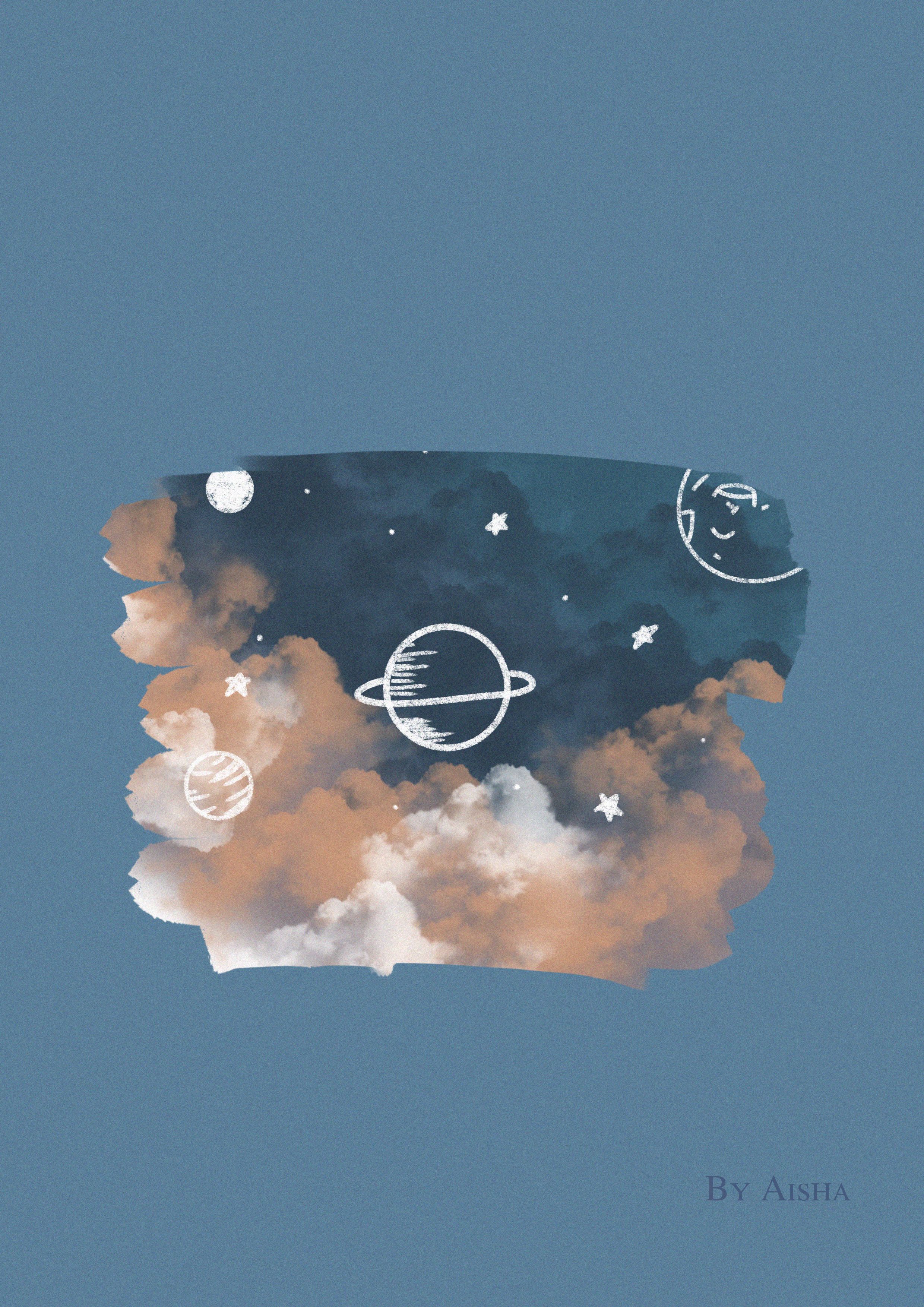 2480x3508  Обои Эстетика | Пастельные обои, Синие обои, Заставка искры