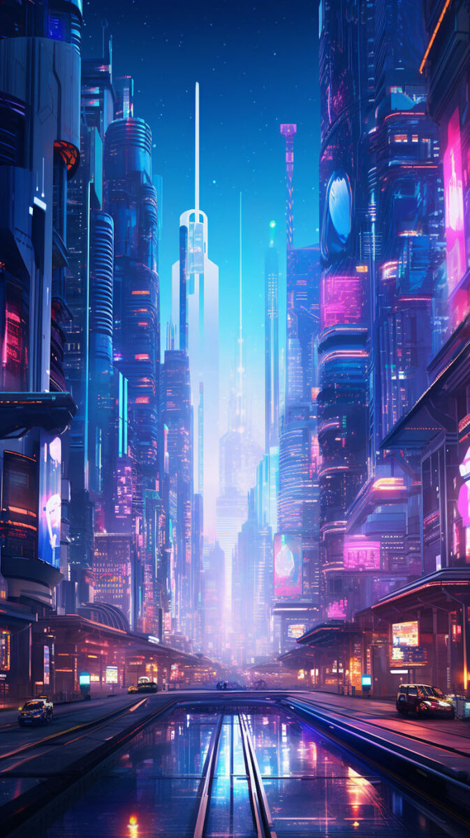 673x1200  Неоновый город - Вертикальные обои на телефон + процесс создания картинок  от ИИ | Творчество с Искусственным Интеллектом | Дзен