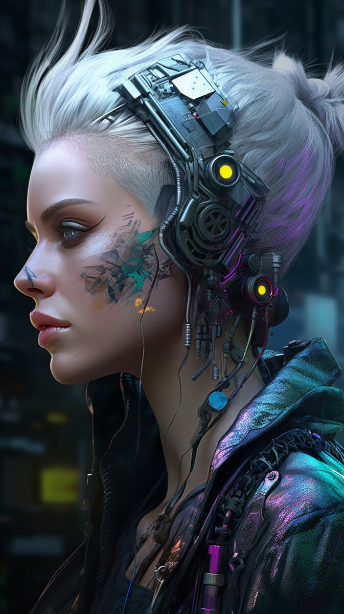 673x1200  Прекрасная девушка кибергот с седыми волосами - Шикарные вертикальные обои  на телефон | Творчество с Искусственным Интеллектом | Дзен