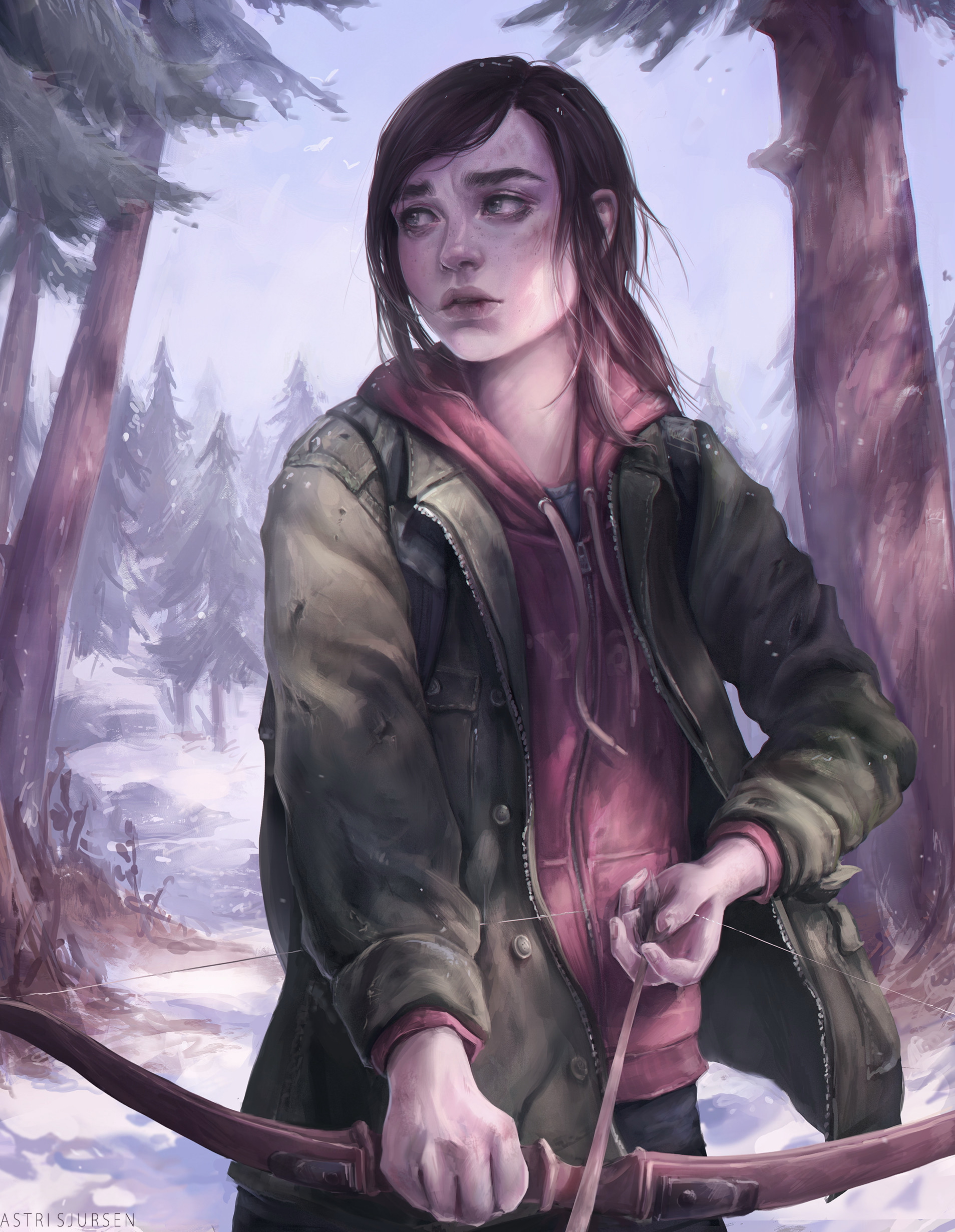 1907x2461  Фото The Last of Us Лучники Fan ART луком Ellie девушка 1907x2461