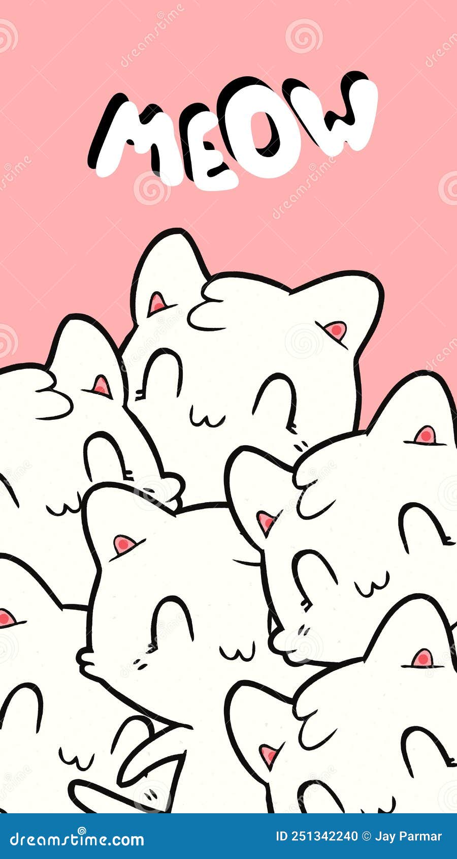 900x1690  розовые и белые простые кошки звонят на обои Иллюстрация штока -  иллюстрации насчитывающей эскиз, линия: 251342240