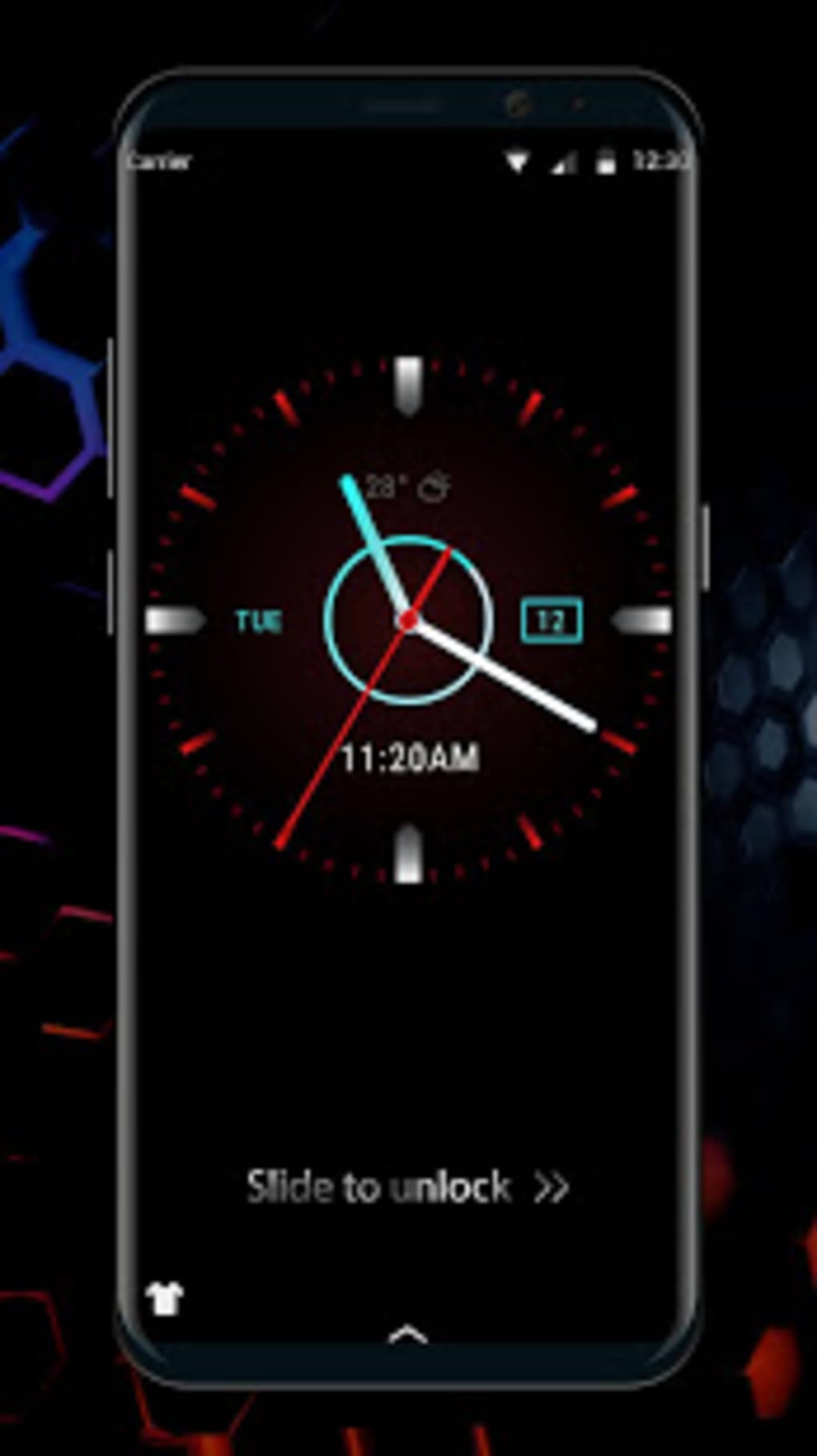 1020x1817  Black clock lock screen for android phone для Android — Скачать