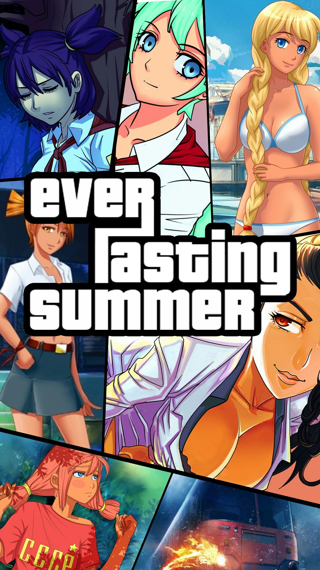 1080x1920  Обои для телефона в стиле GTA из артов игры Everlasting Summer | Пикабу