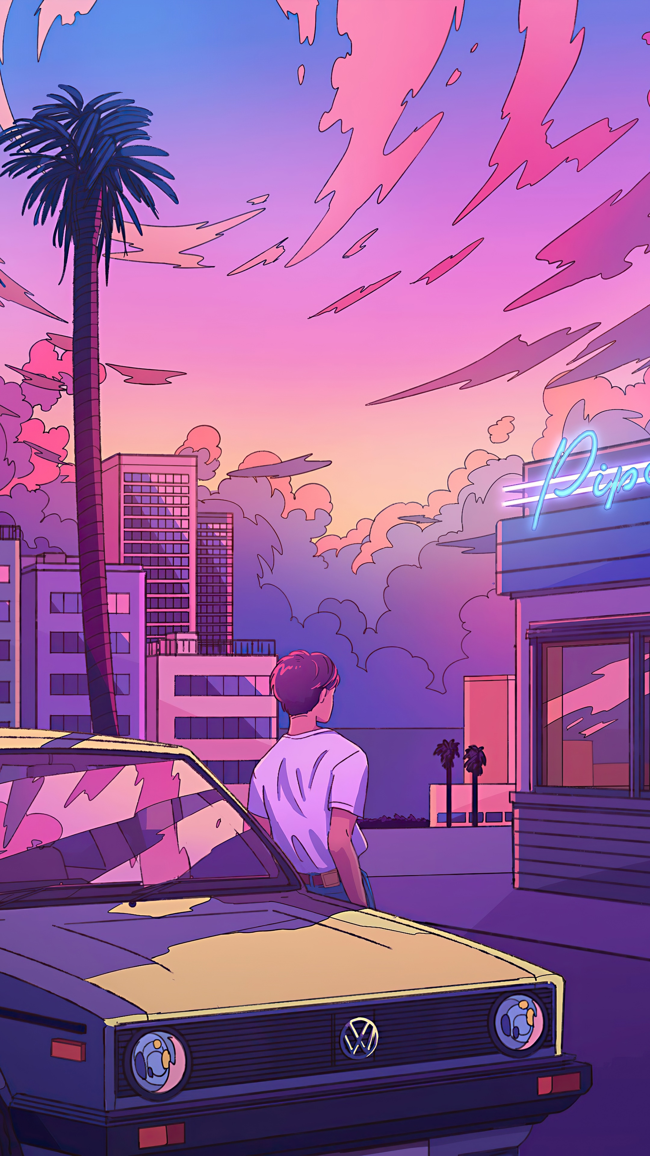 2160x3840  Ретровейв обои на телефон - 48 фото