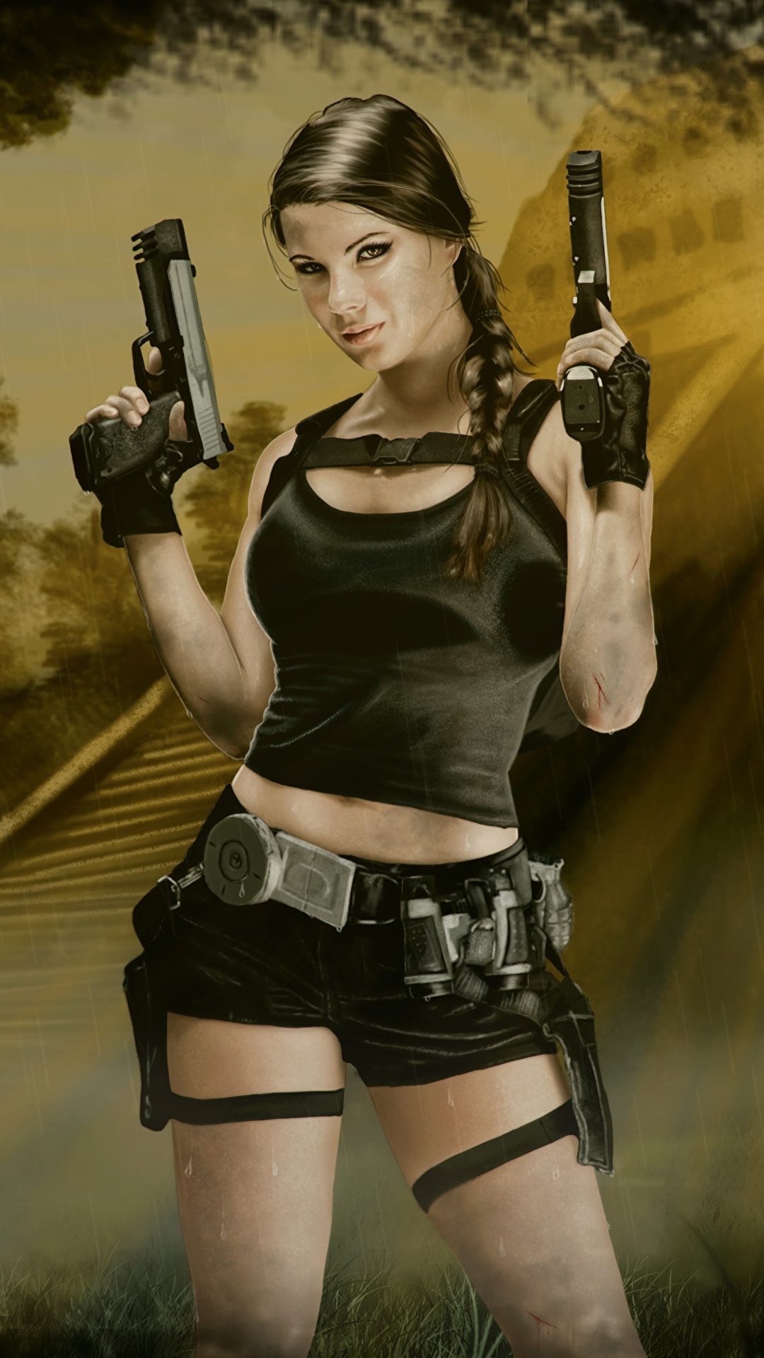1080x1920  Фото Tomb Raider Underworld Лара Крофт пистолетом Девушки 1080x1920