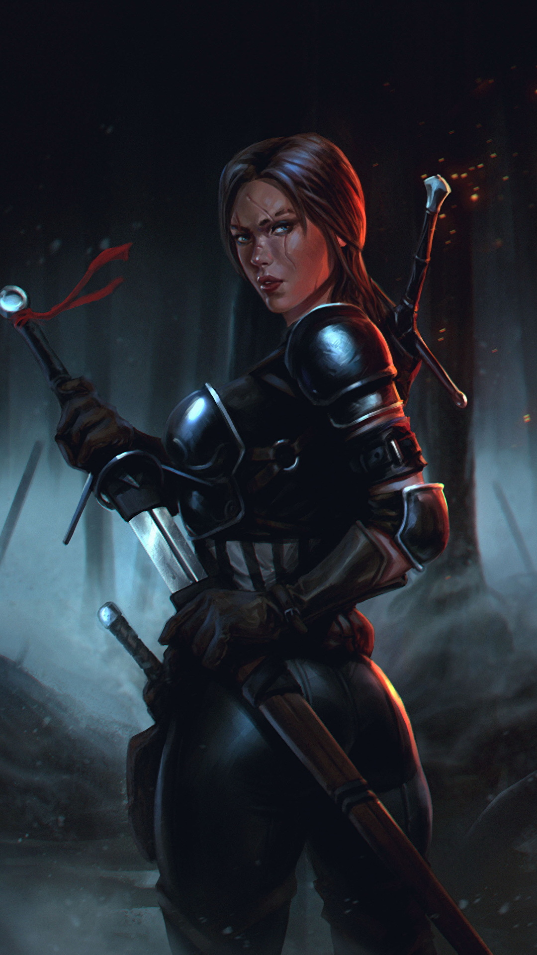 1080x1920  Фотография The Witcher 3: Wild Hunt Мечи броня Воители 1080x1920