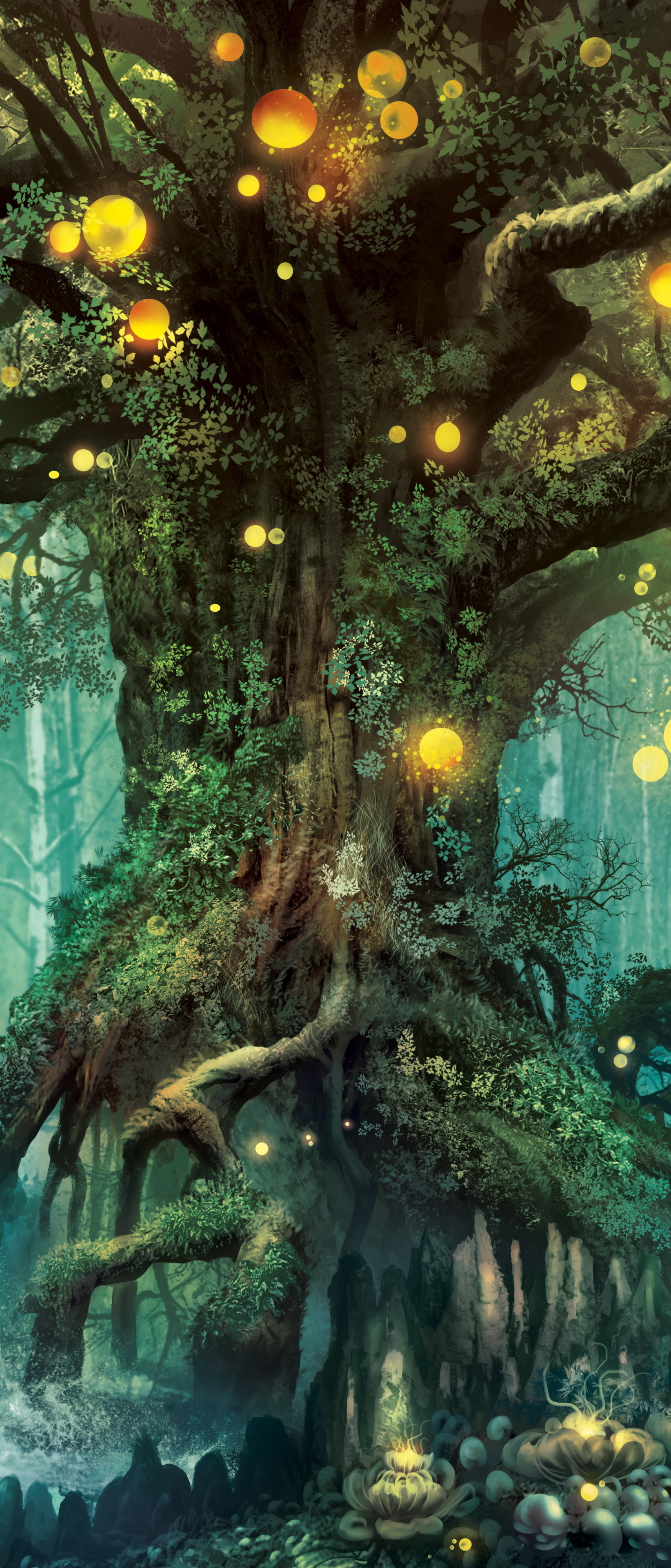 1644x3840  Обои на телефон: Фэнтези, Лес, Дерево, 1423733 скачать картинку бесплатно.