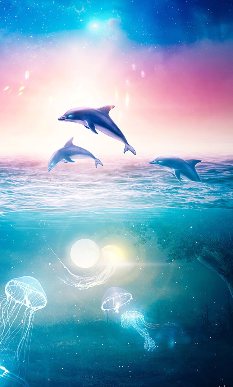 750x1243  Обои на телефон красивые дельфины - 66 фото
