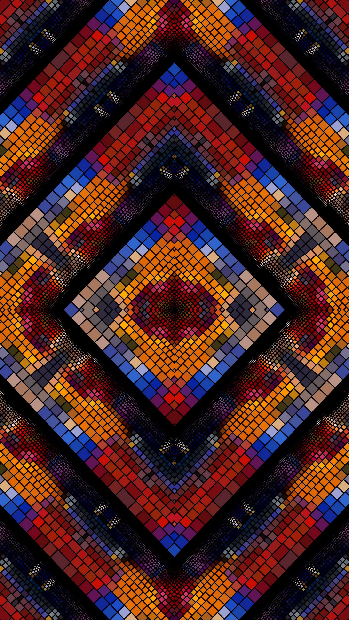 1440x2560  Обои на телефон узор, калейдоскоп, мозаика, геометрический, разноцветный,  ромбы, квадраты - скачать бесплатно в высоком качестве из категории  \"Текстуры\"