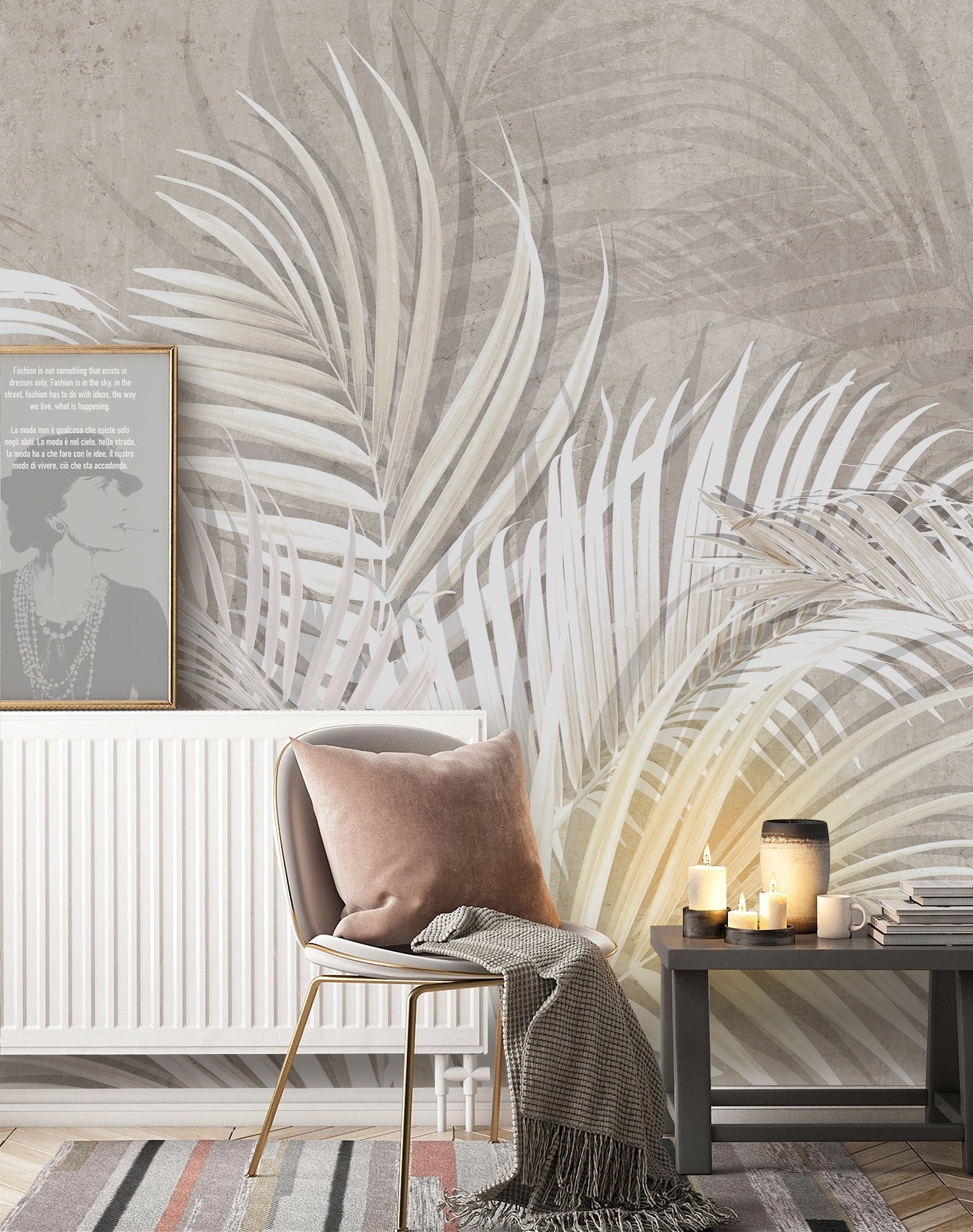 1580x2000  Обои с листьями, перьями и травами для акцентных стен | Интернет магазин  Dress-wall