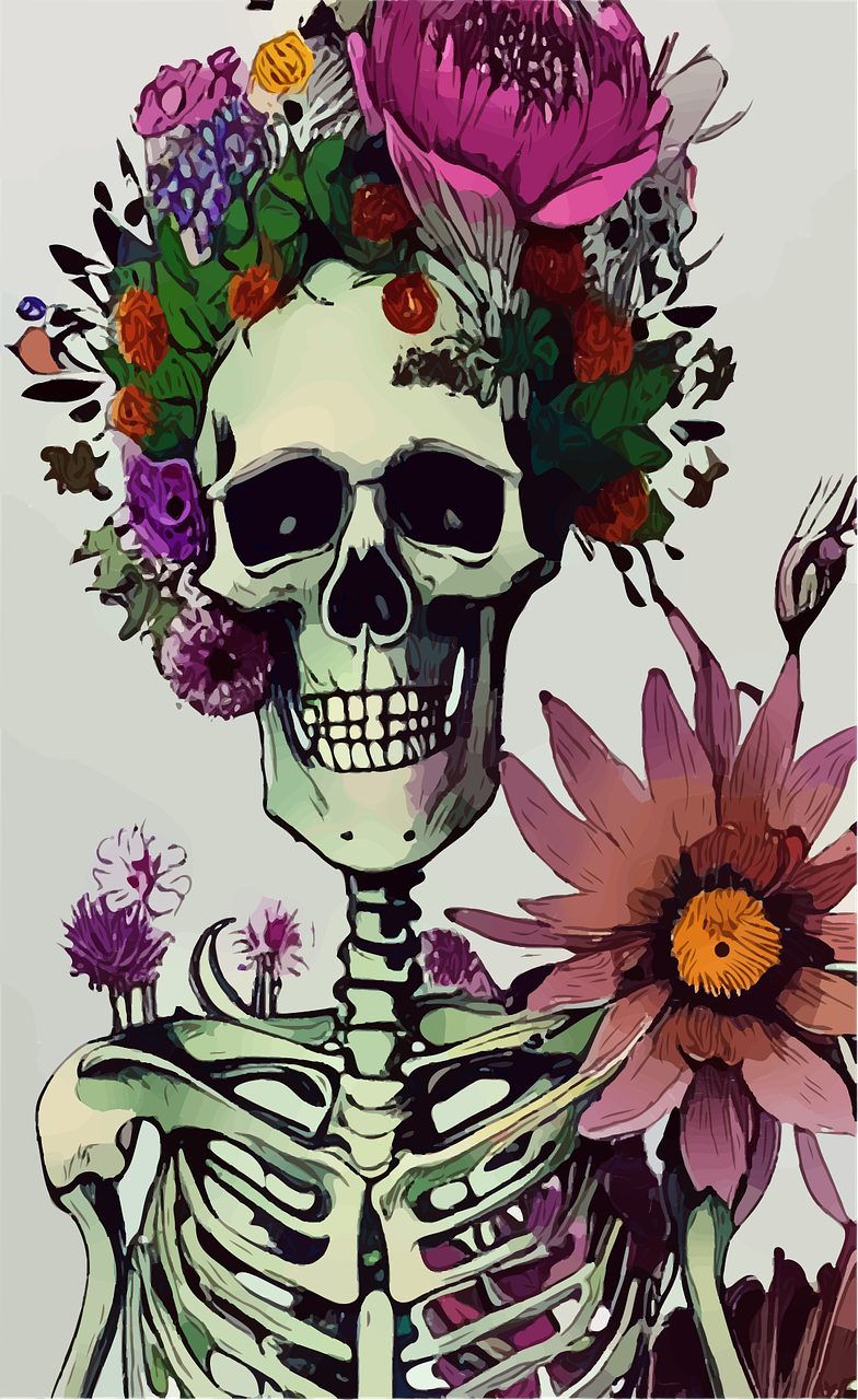 784x1280  Скелет Цветы Цветочный - Бесплатная векторная графика на Pixabay - Pixabay