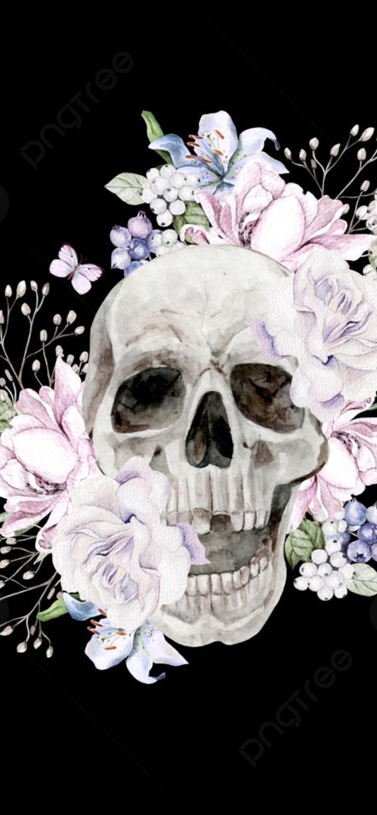 1284x2778  Череп с цветами обои на телефон [16+ изображений]
