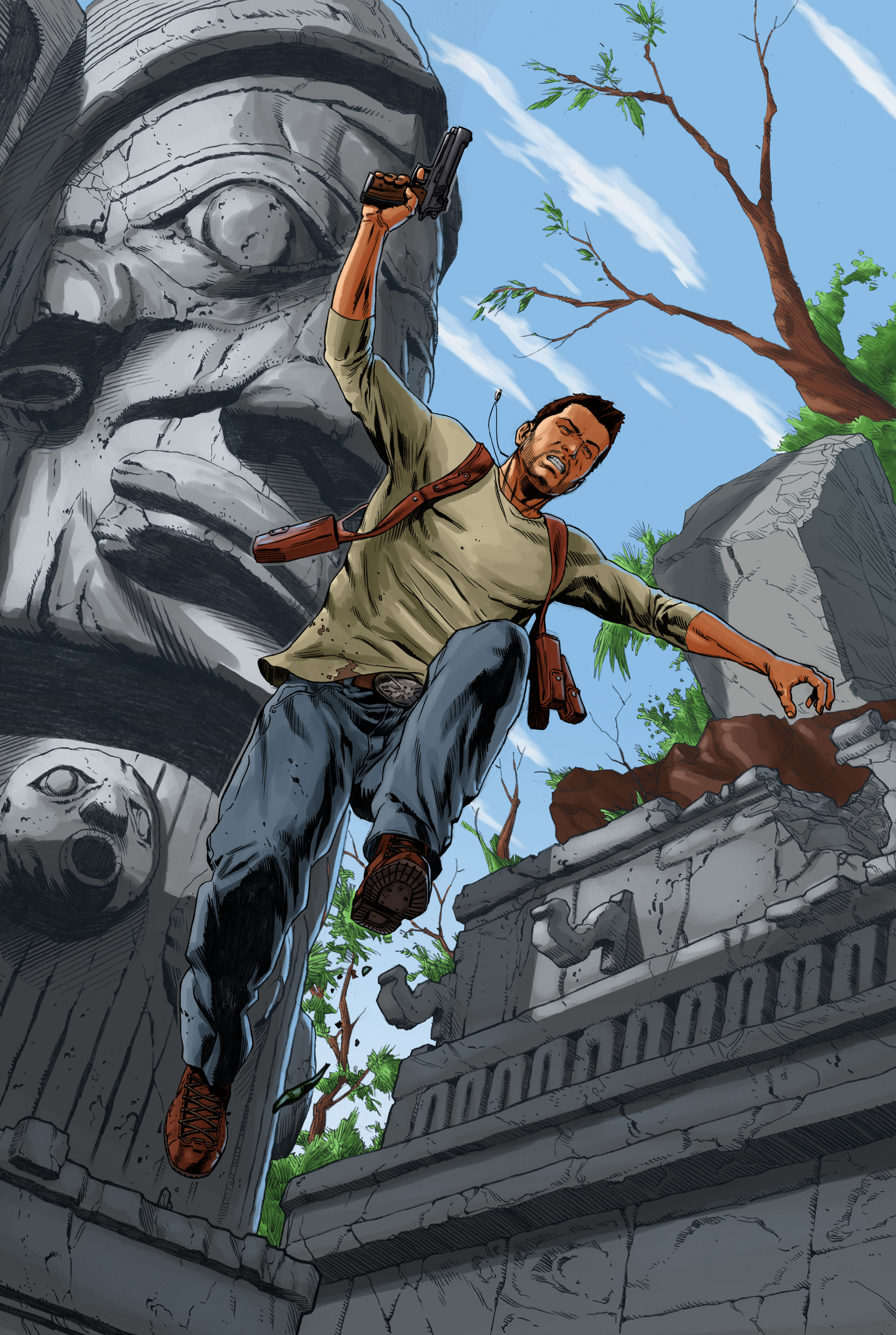 2683x3996  Картинка Uncharted 4: A Thief's End пистолетом Мужчины Nathan Drake 2683x3996