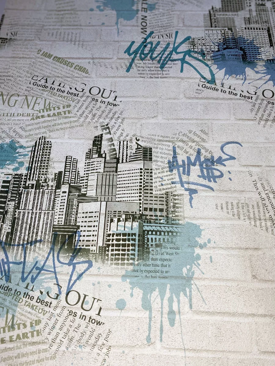 900x1200  Белорусские обои Обои бумажные под кирпич с рисунком и надписями