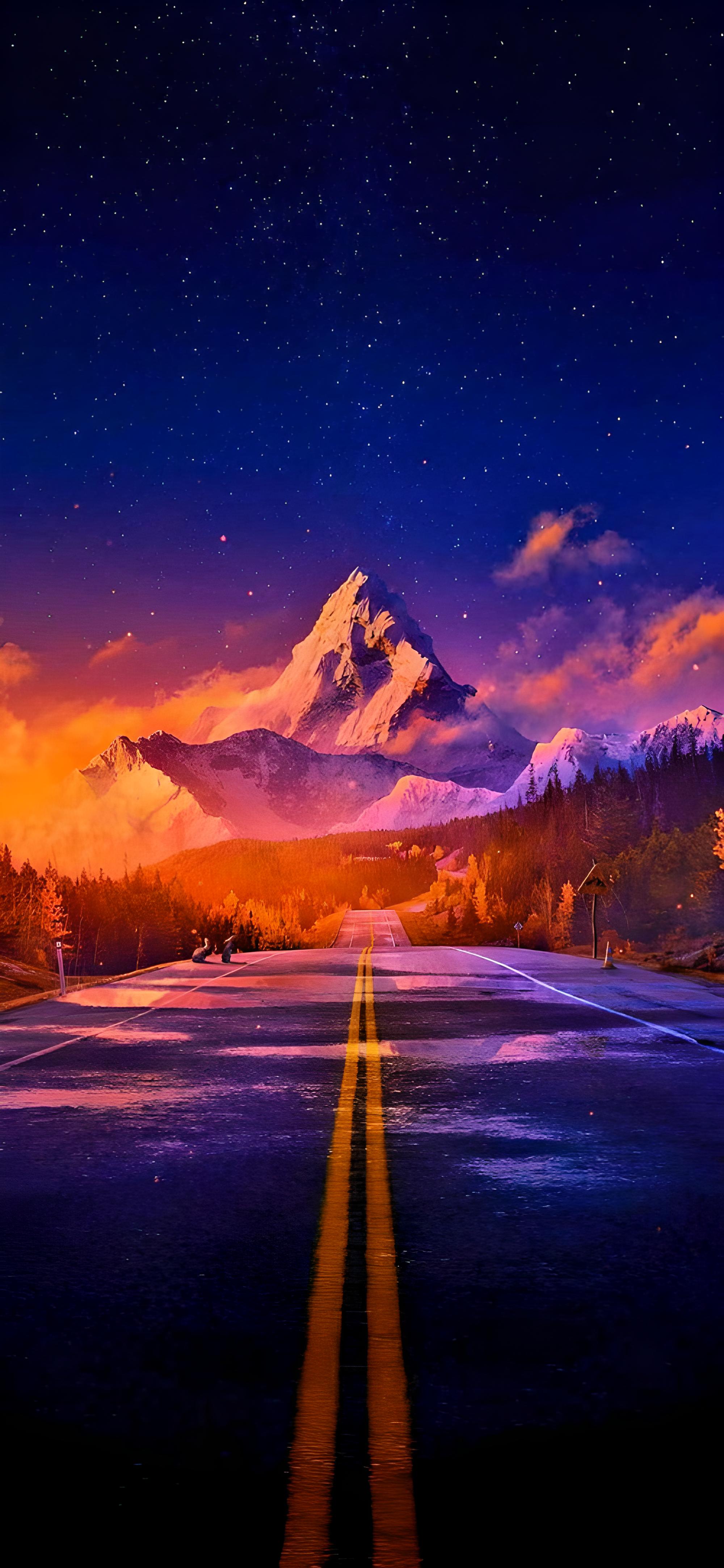 2000x4332  гора и деревья под звездным небом, иллюстрация, окружающие деревья фото, HD  обои | Wallpaperbetter